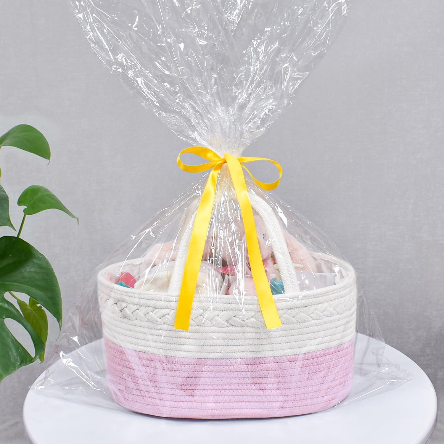 Organizador de Pañales ABenkle Rosa - Canasta de Algodón 36.1x22.1x18cm