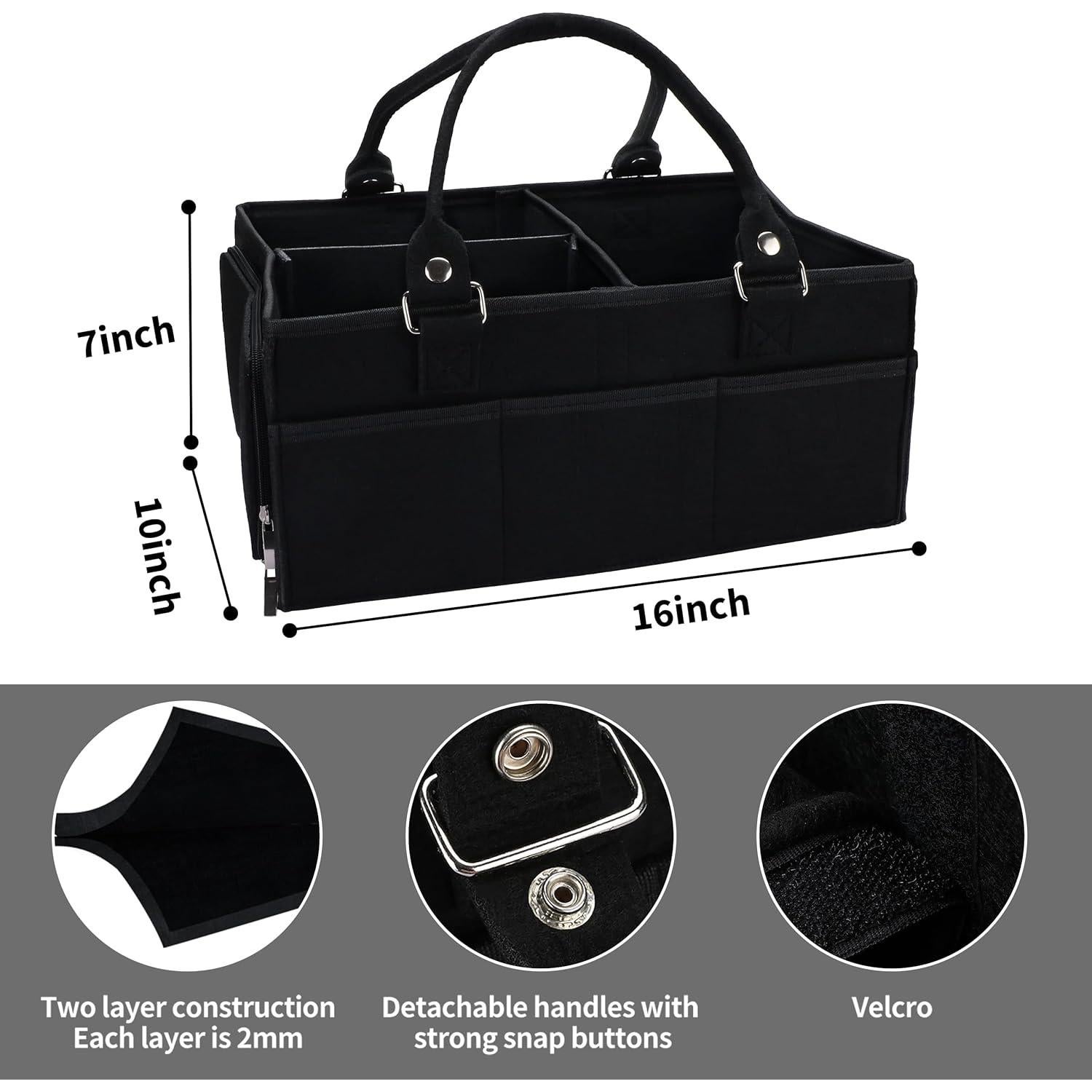 Caddy Organizador de Pañales XUANGUO Negro Grande 40.64x25.4x17.78cm