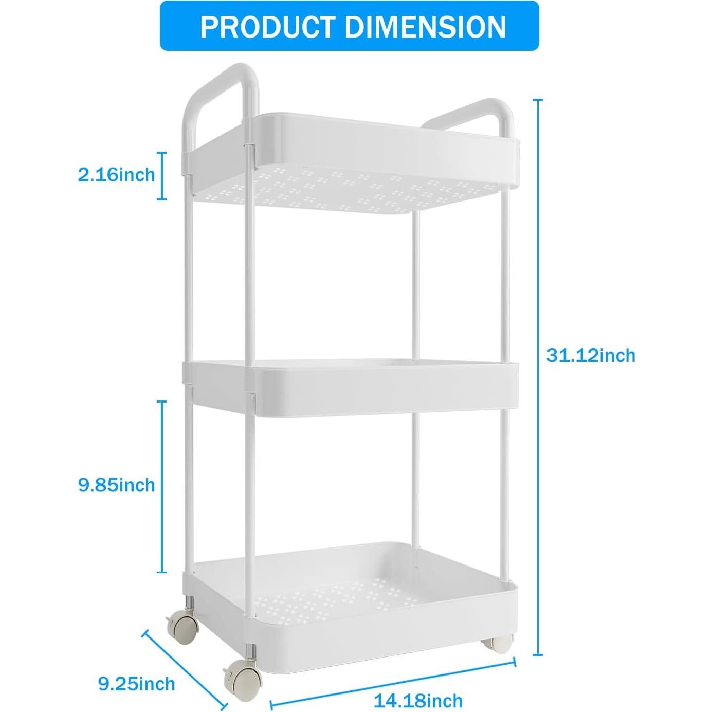 Carro Organizador de Pañales Volnamal Móvil 3 Niveles Blanco