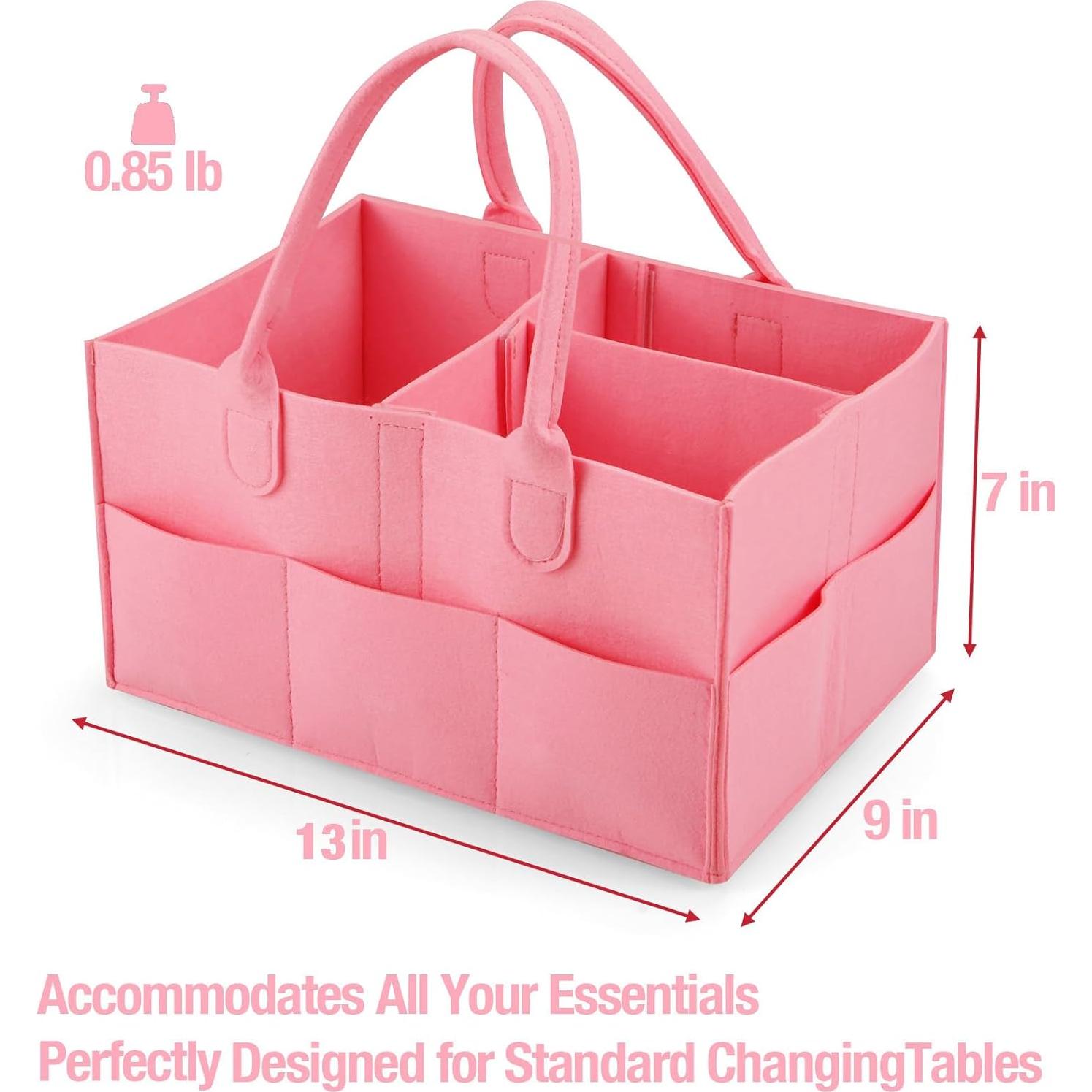 Organizador de Pañales PandaEar Rosa - Caddy Portátil para Bebés