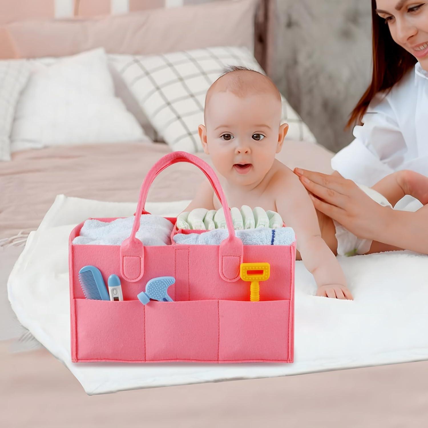 Organizador de Pañales PandaEar Rosa - Caddy Portátil para Bebés