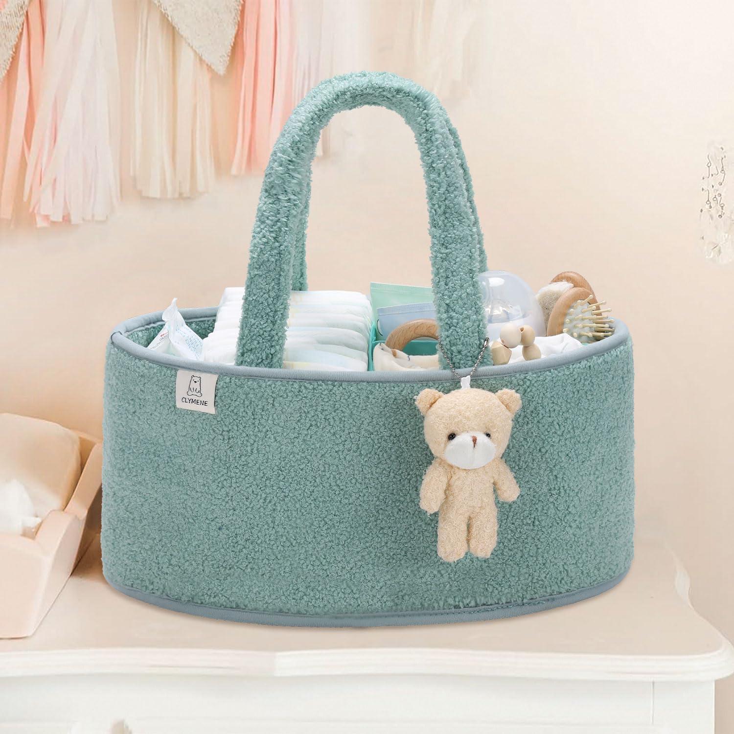Organizador de Pañales CLYMENE Verde Salvia - Canasta Portátil