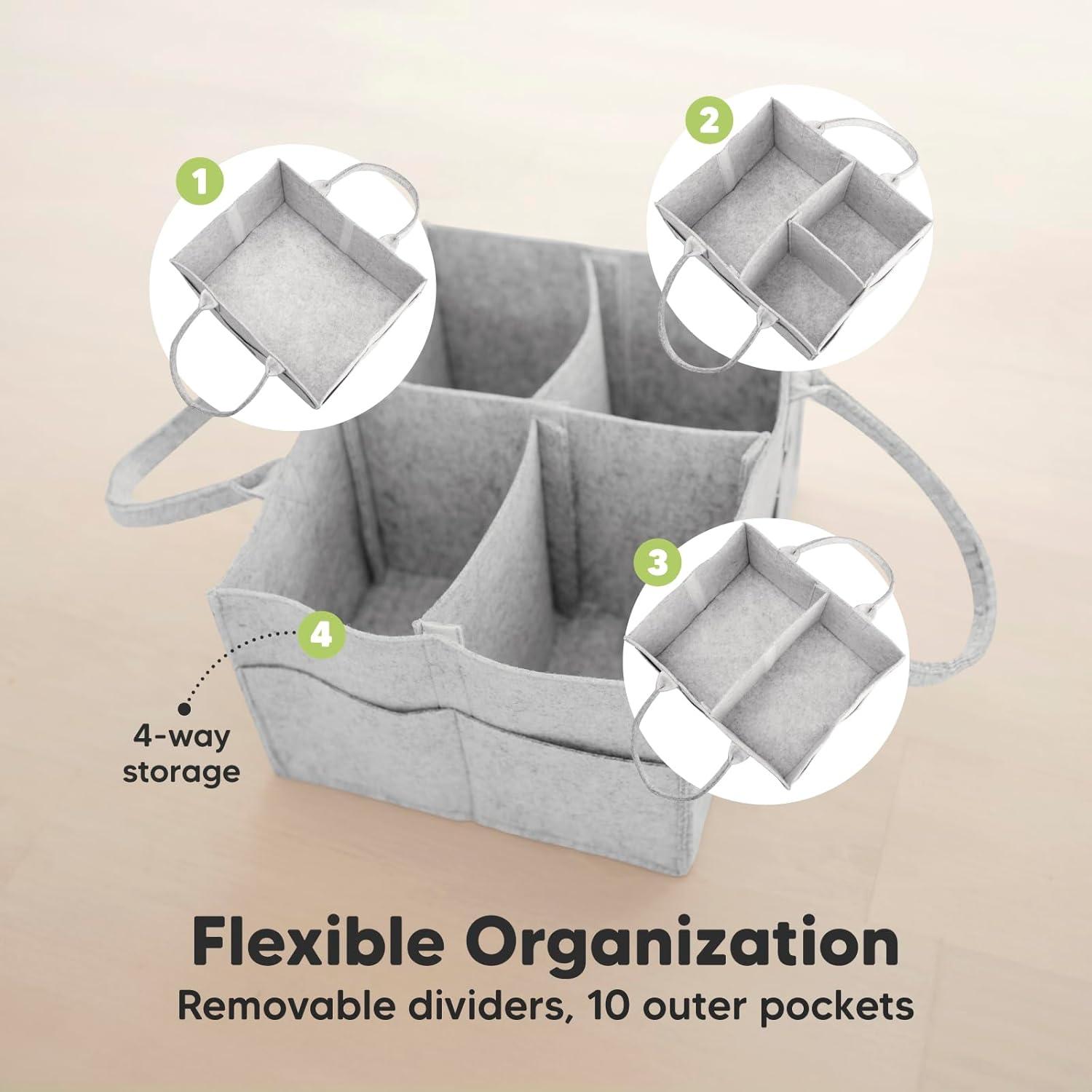 Organizador de Pañales KeaBabies Gris Clásico - Caddy Portátil