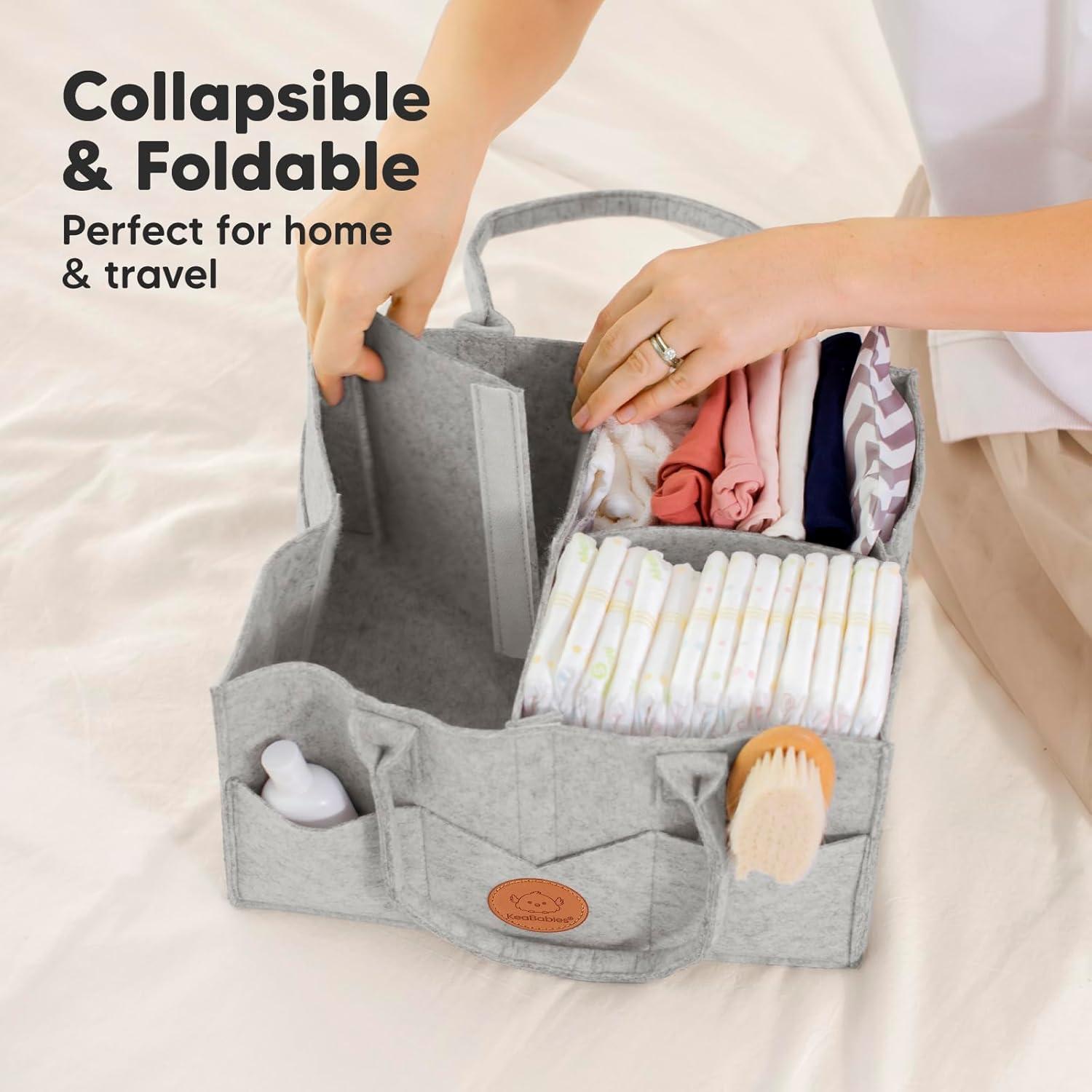 Organizador de Pañales KeaBabies Gris Clásico - Caddy Portátil