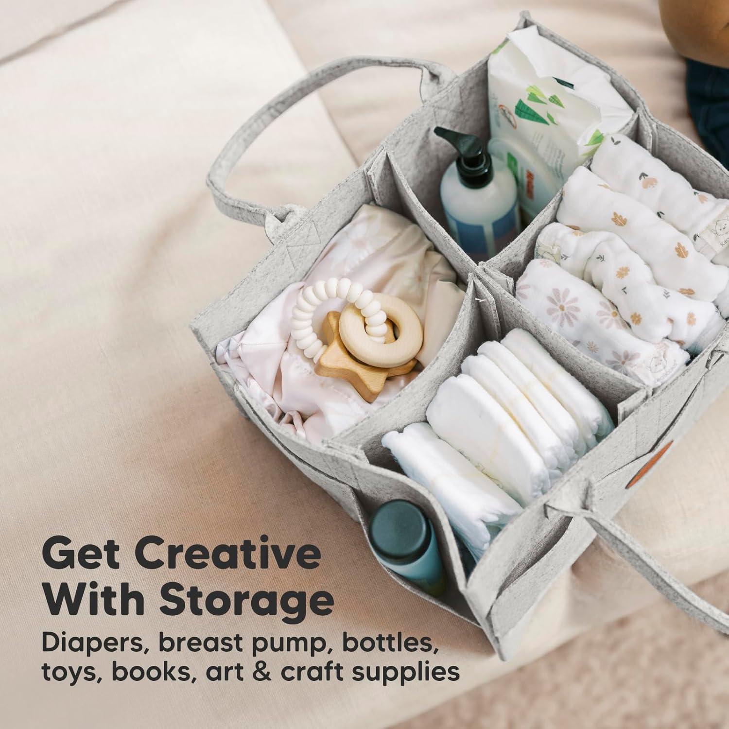 Organizador de Pañales KeaBabies Gris Clásico - Caddy Portátil