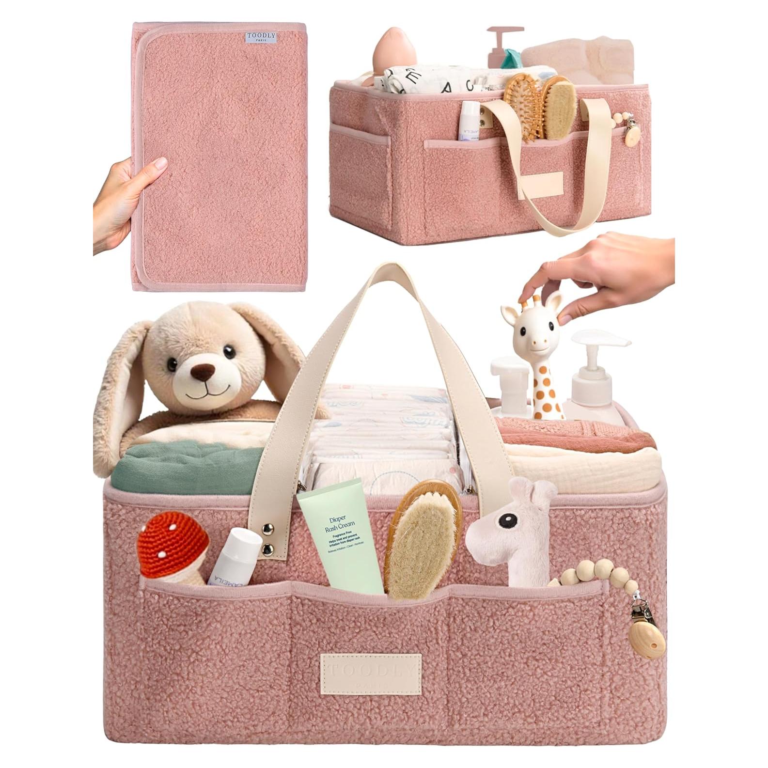 Organizador de Pañales Toodly Rosa con Almohadilla Cambiadora