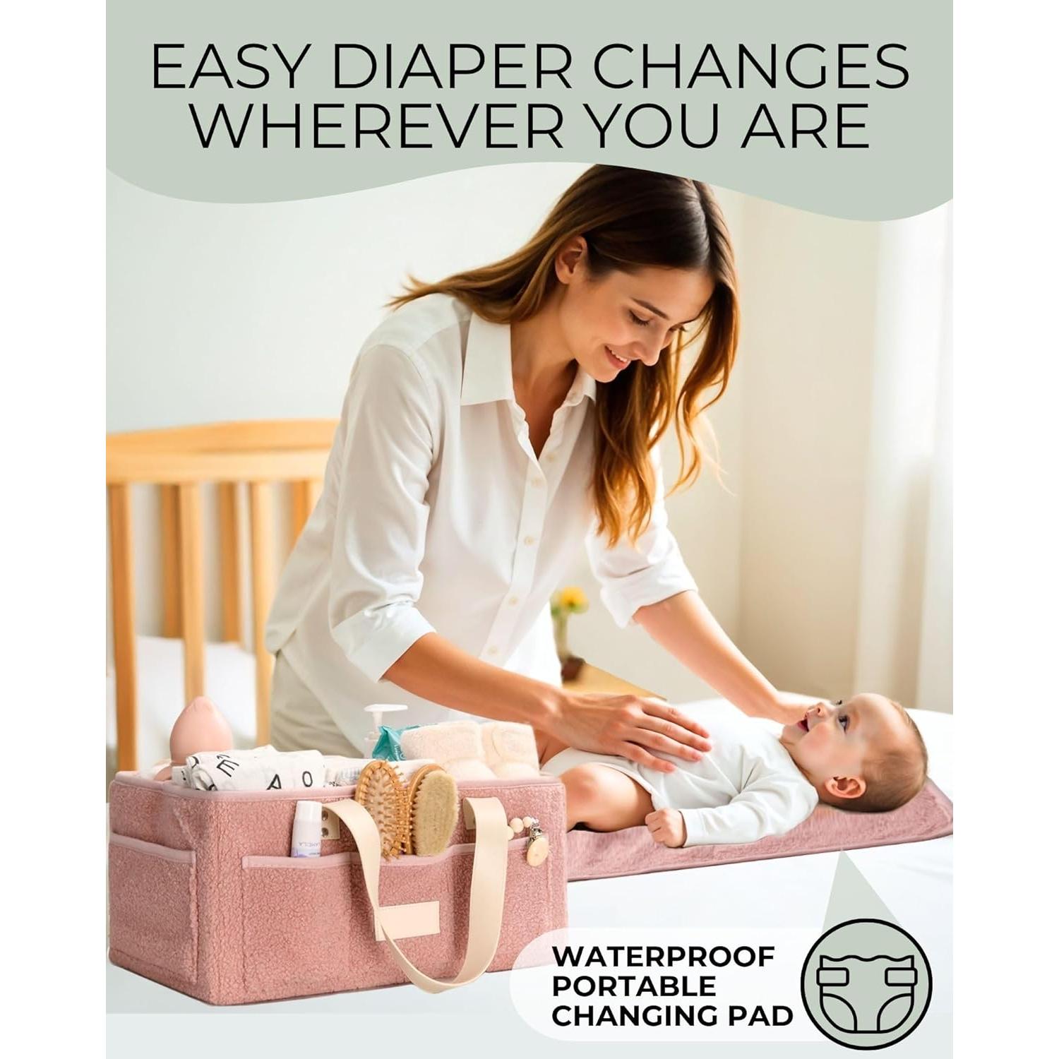 Organizador de Pañales Toodly Rosa con Almohadilla Cambiadora