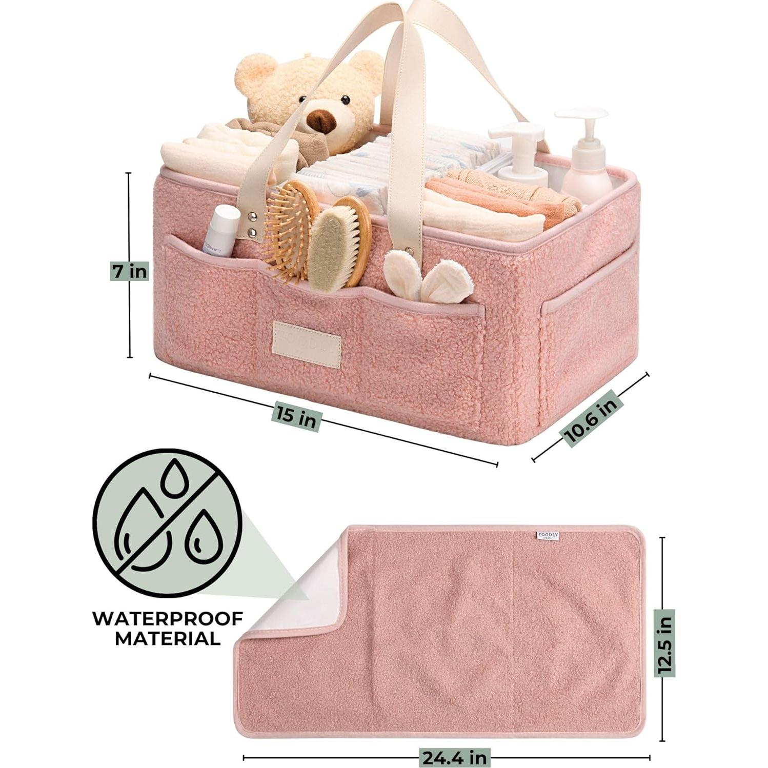 Organizador de Pañales Toodly Rosa con Almohadilla Cambiadora