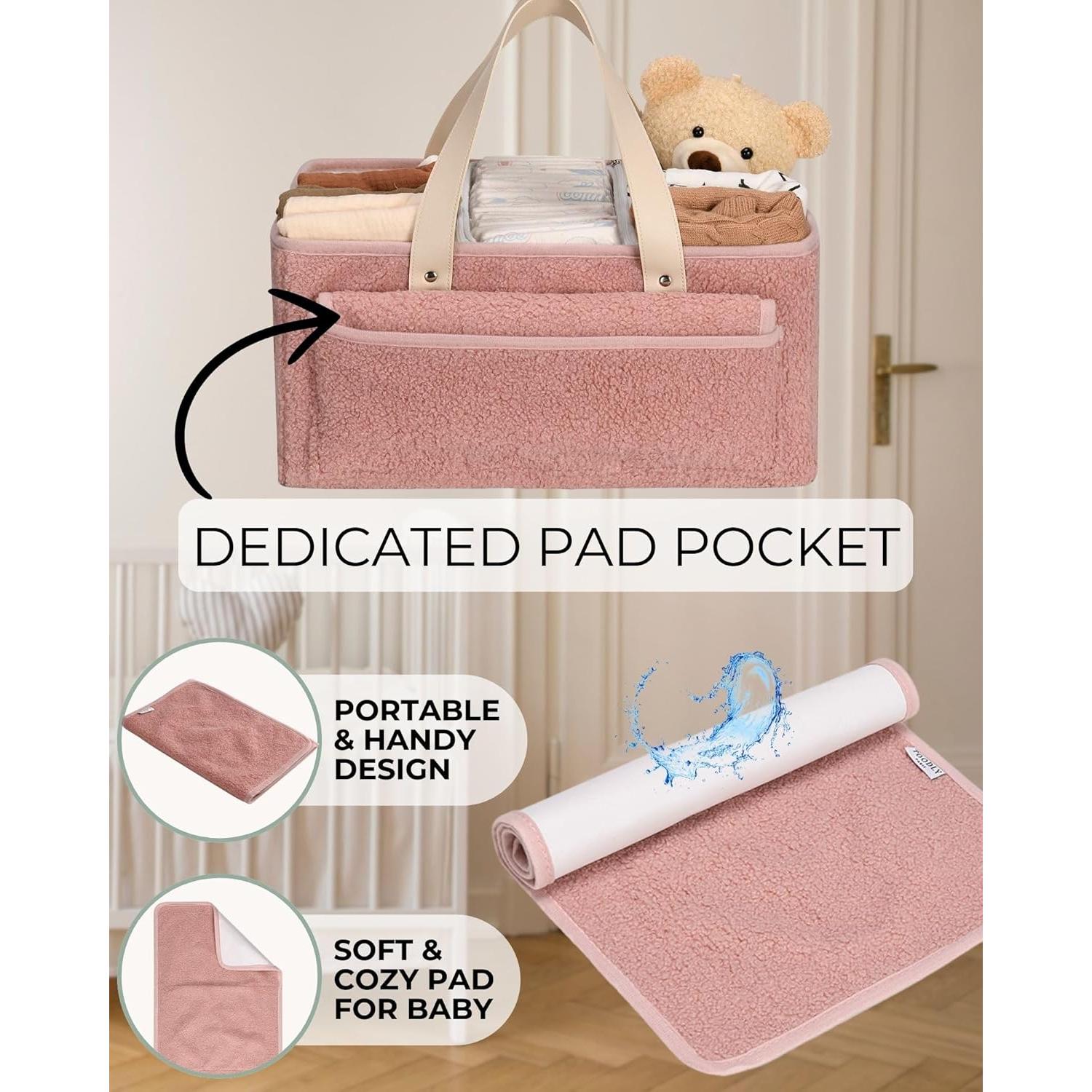 Organizador de Pañales Toodly Rosa con Almohadilla Cambiadora