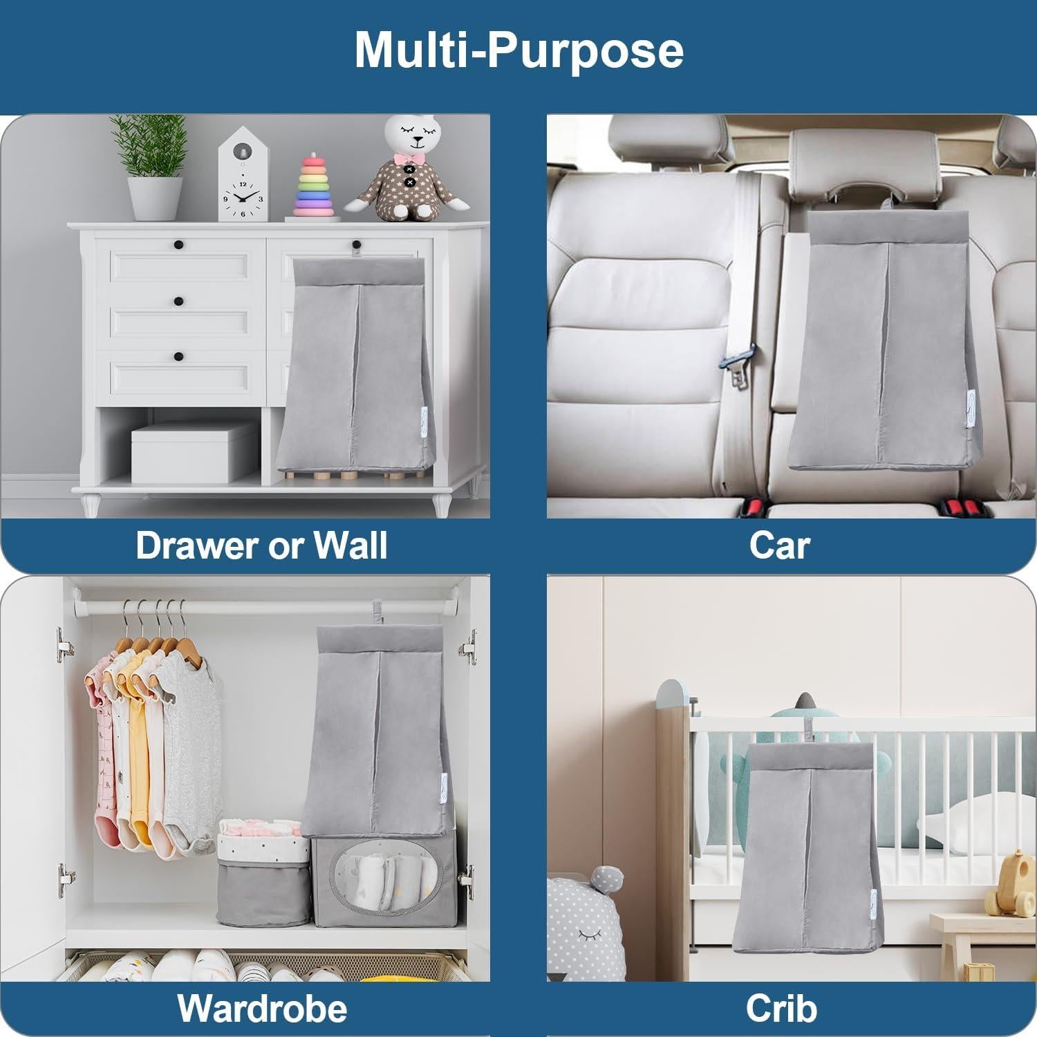 Organizador de Pañales SPRINGSPIRIT Gris Portátil 33x20x43 cm