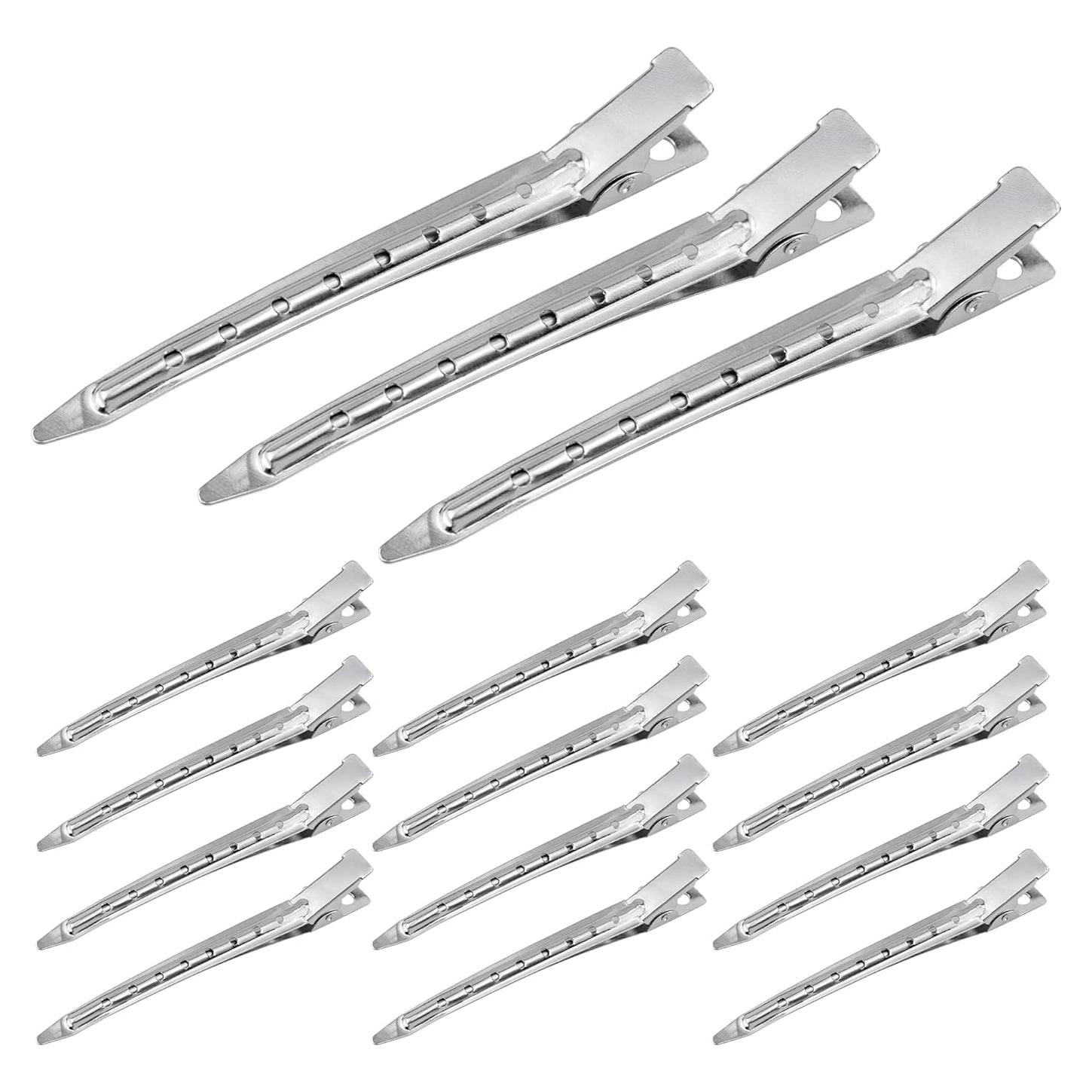 15 Clips de Pelo en Forma de Pato Metal Plateado 8.9 cm