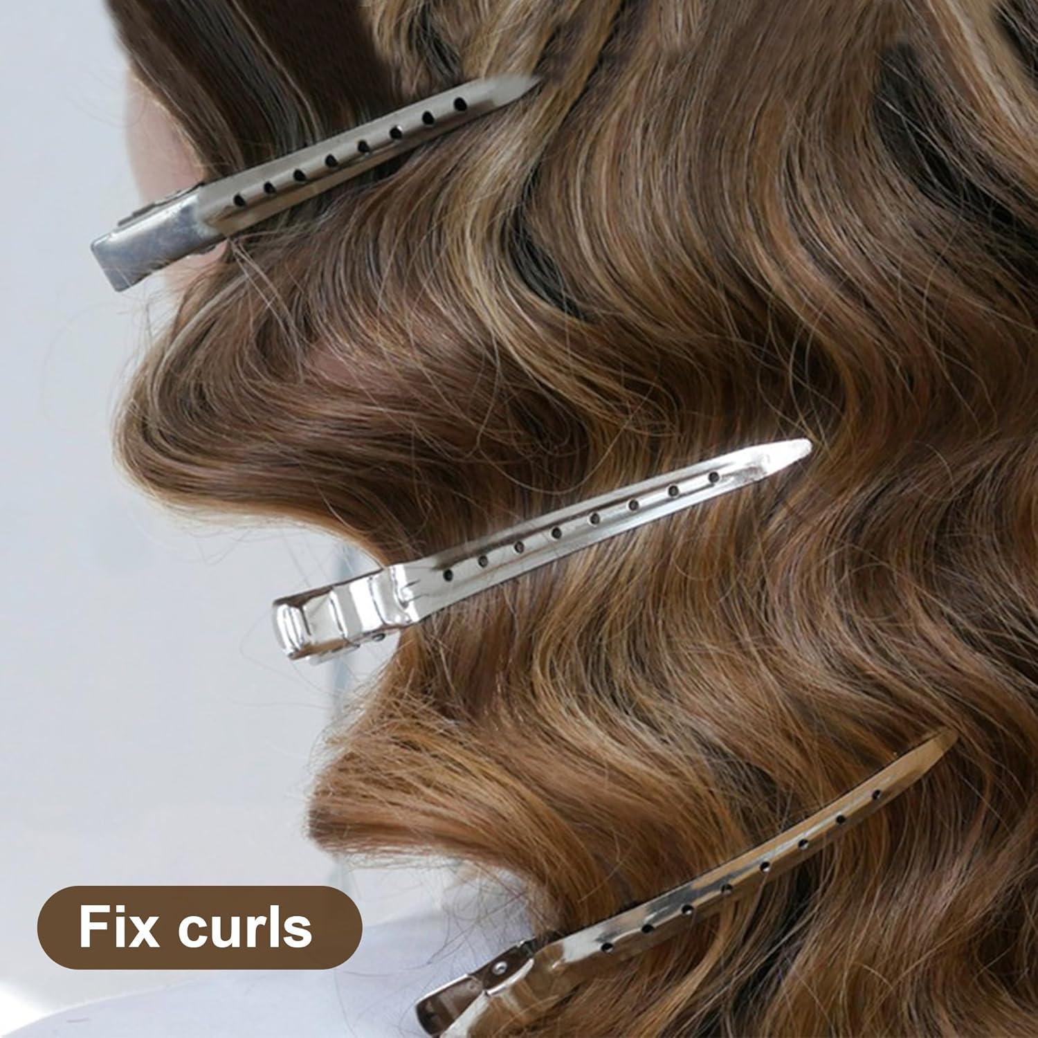 15 Clips de Pelo en Forma de Pato Metal Plateado 8.9 cm