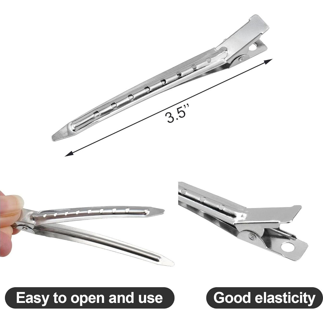 15 Clips de Pelo en Forma de Pato Metal Plateado 8.9 cm