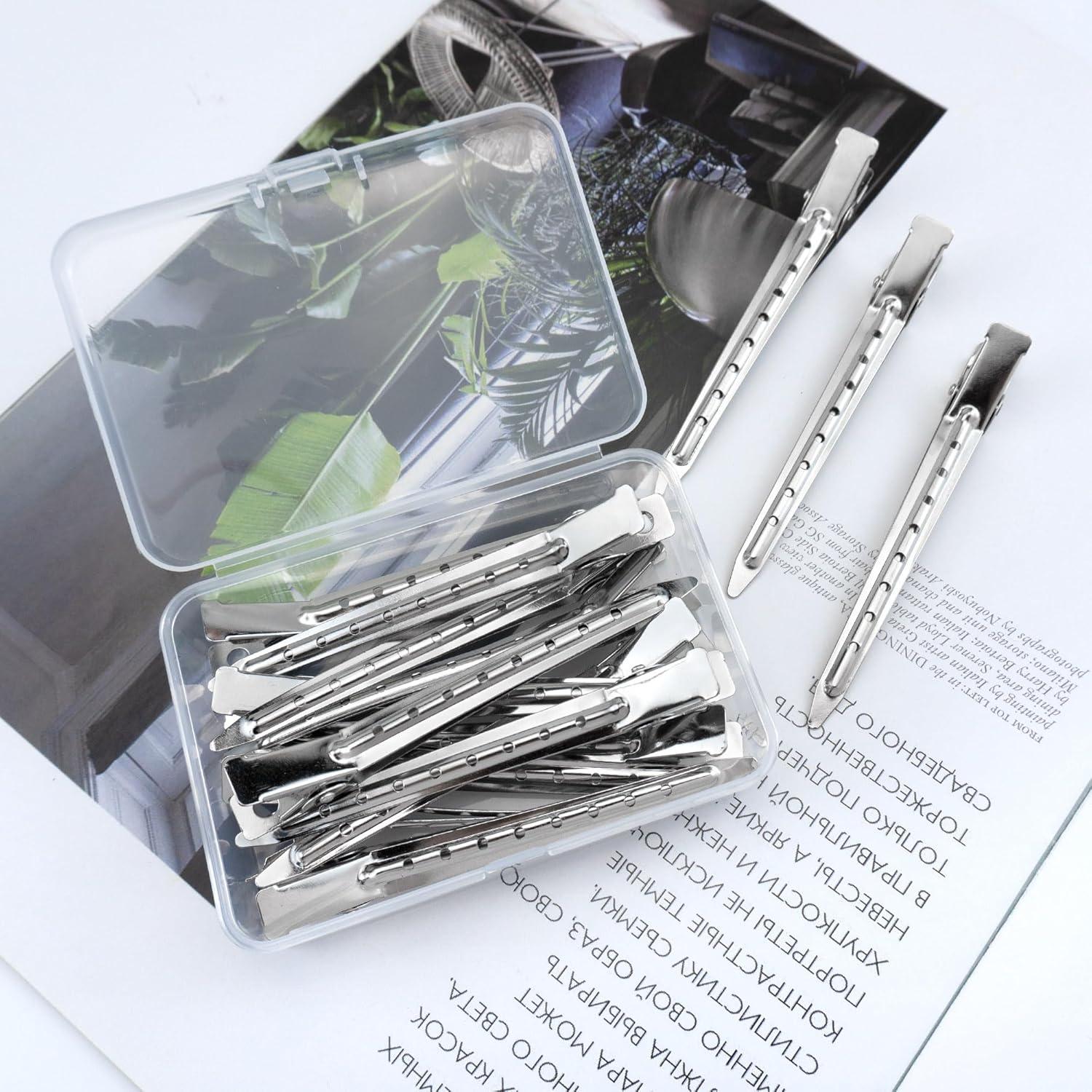 15 Clips de Pelo en Forma de Pato Metal Plateado 8.9 cm