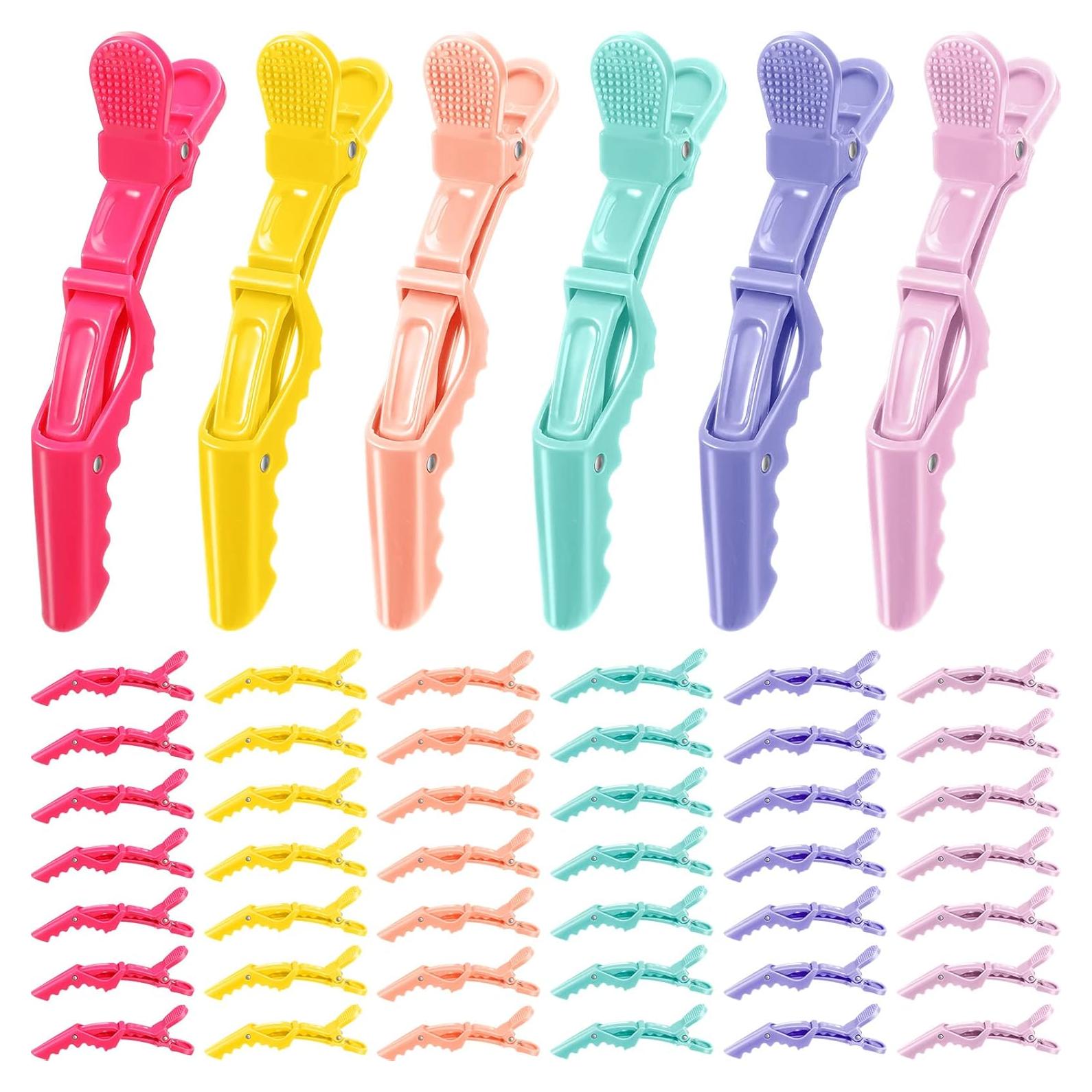 Jexine 50 Clips de Pelo Cocodrilo Doble Bisagra Multicolor