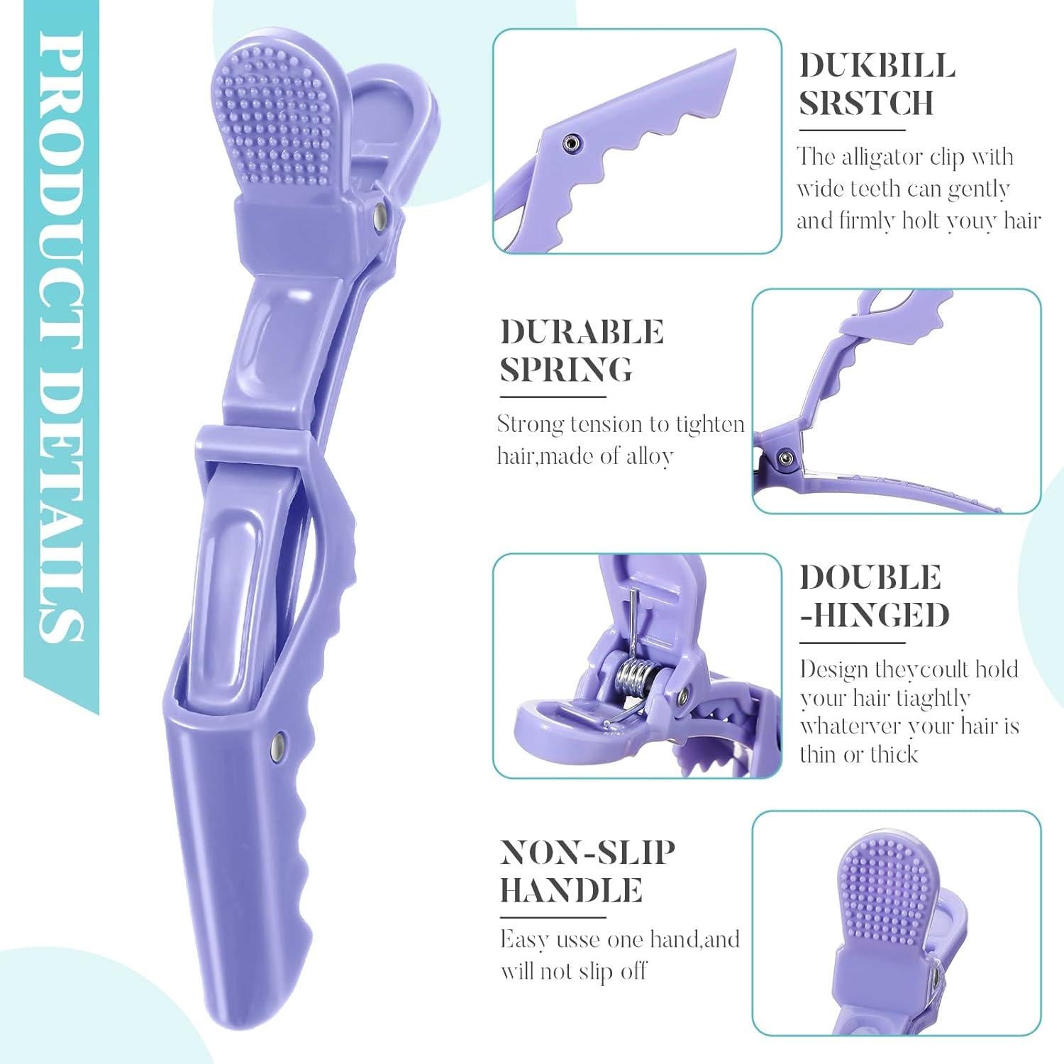 Jexine 50 Clips de Pelo Cocodrilo Doble Bisagra Multicolor