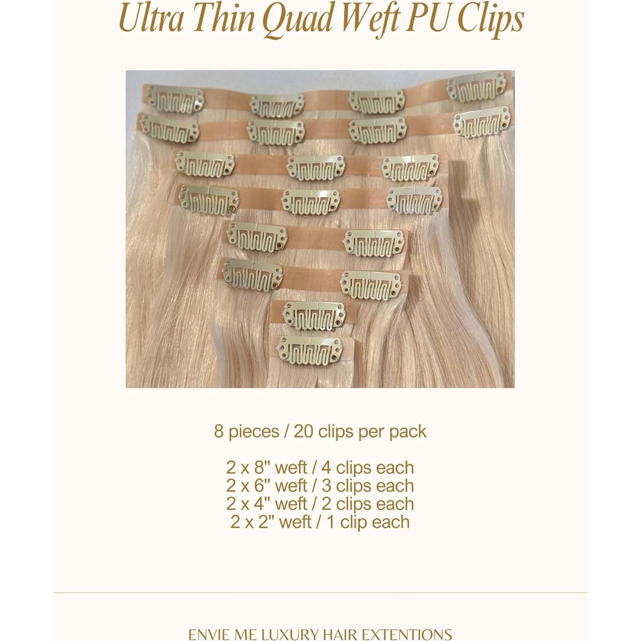 Extensiones de Cabello Humano Envie Me 50.8 cm Rubio Claro 110g 8 Piezas