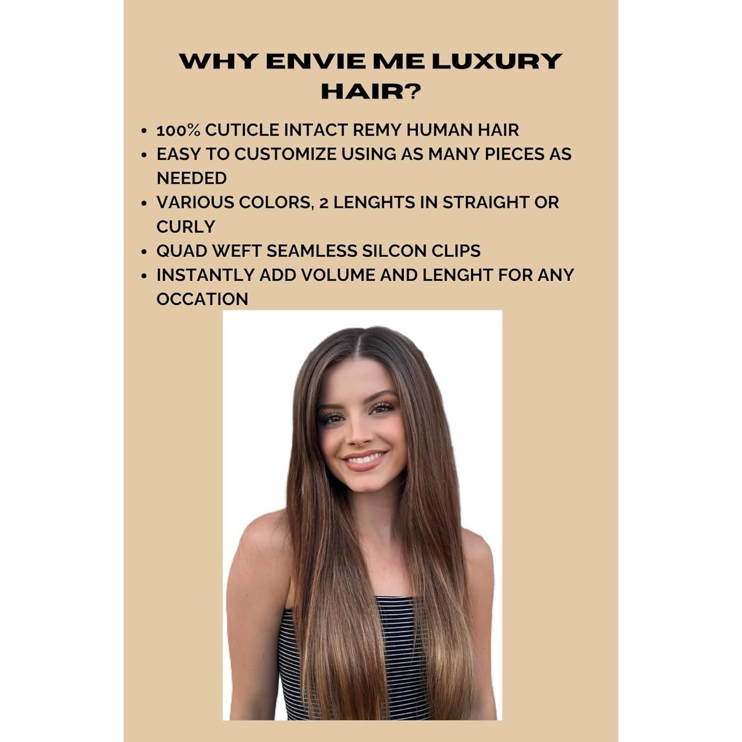 Extensiones de Cabello Humano Envie Me 50.8 cm Rubio Claro 110g 8 Piezas