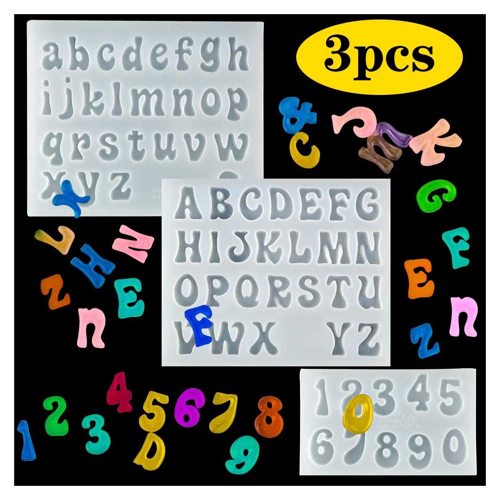 Moldes de Silicona para Resina Palksky 3 Piezas - Letras y Números