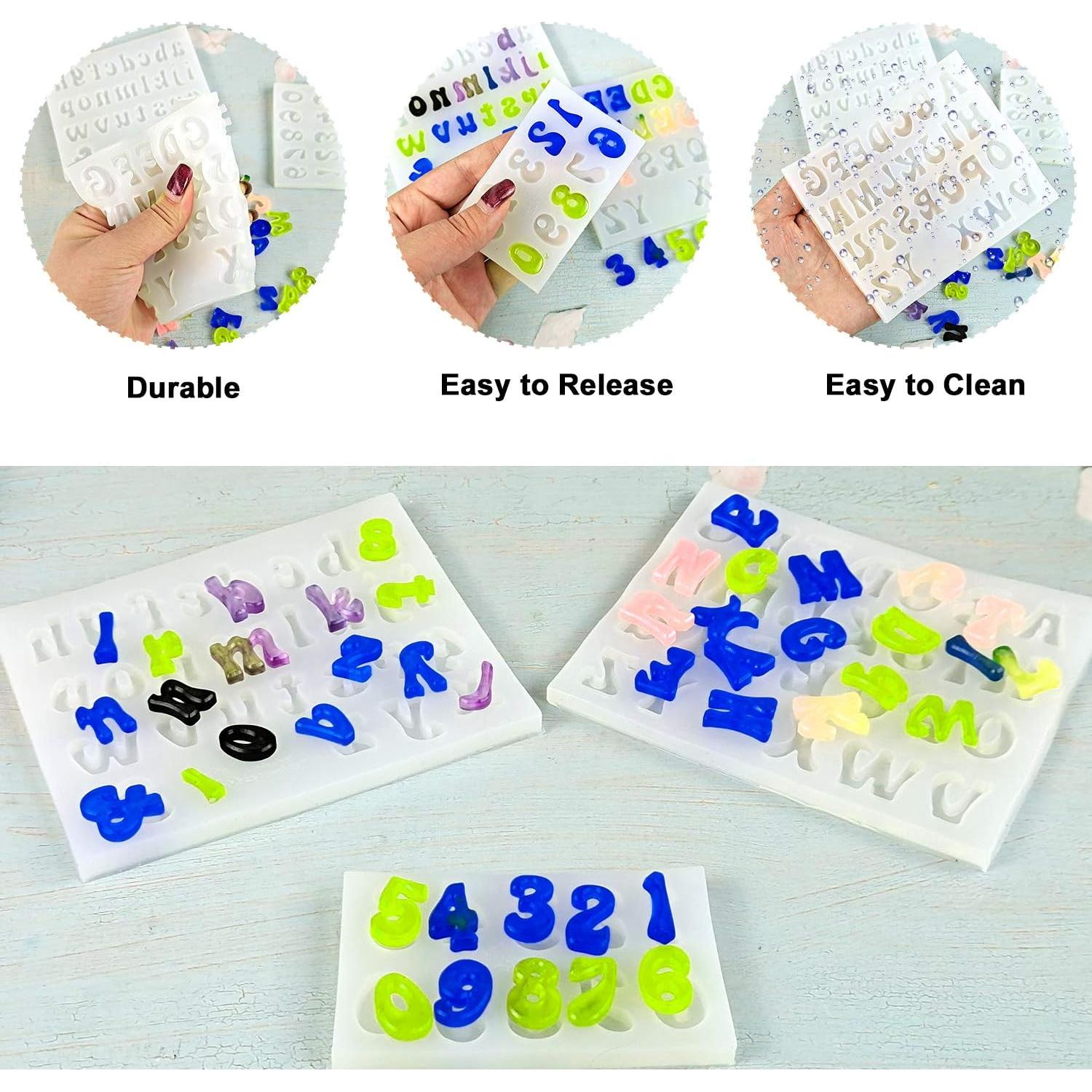 Moldes de Silicona para Resina Palksky 3 Piezas - Letras y Números