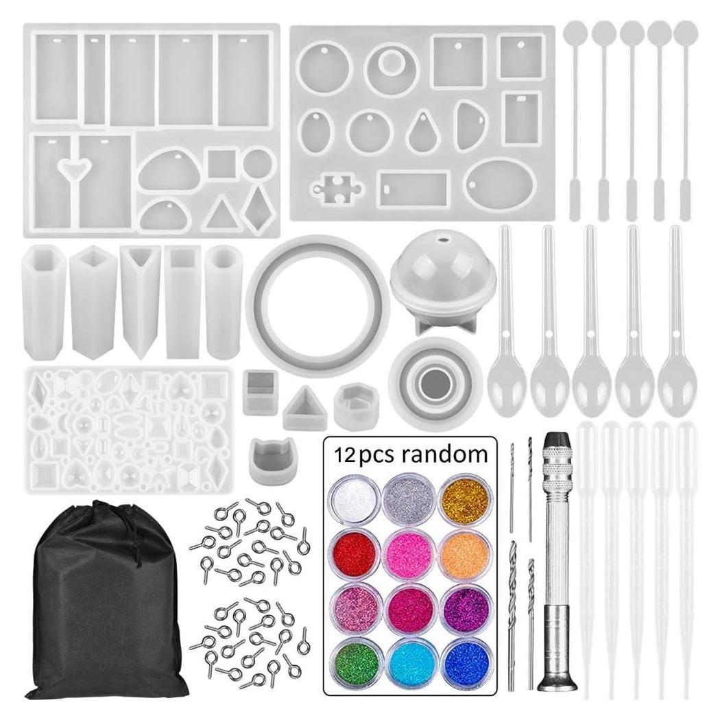 Kit de Moldes de Resina Emfure 94 Piezas para Joyas DIY