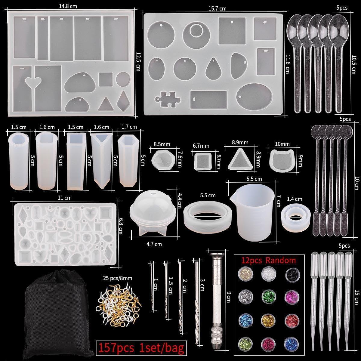 Kit de Moldes de Resina Emfure 94 Piezas para Joyas DIY