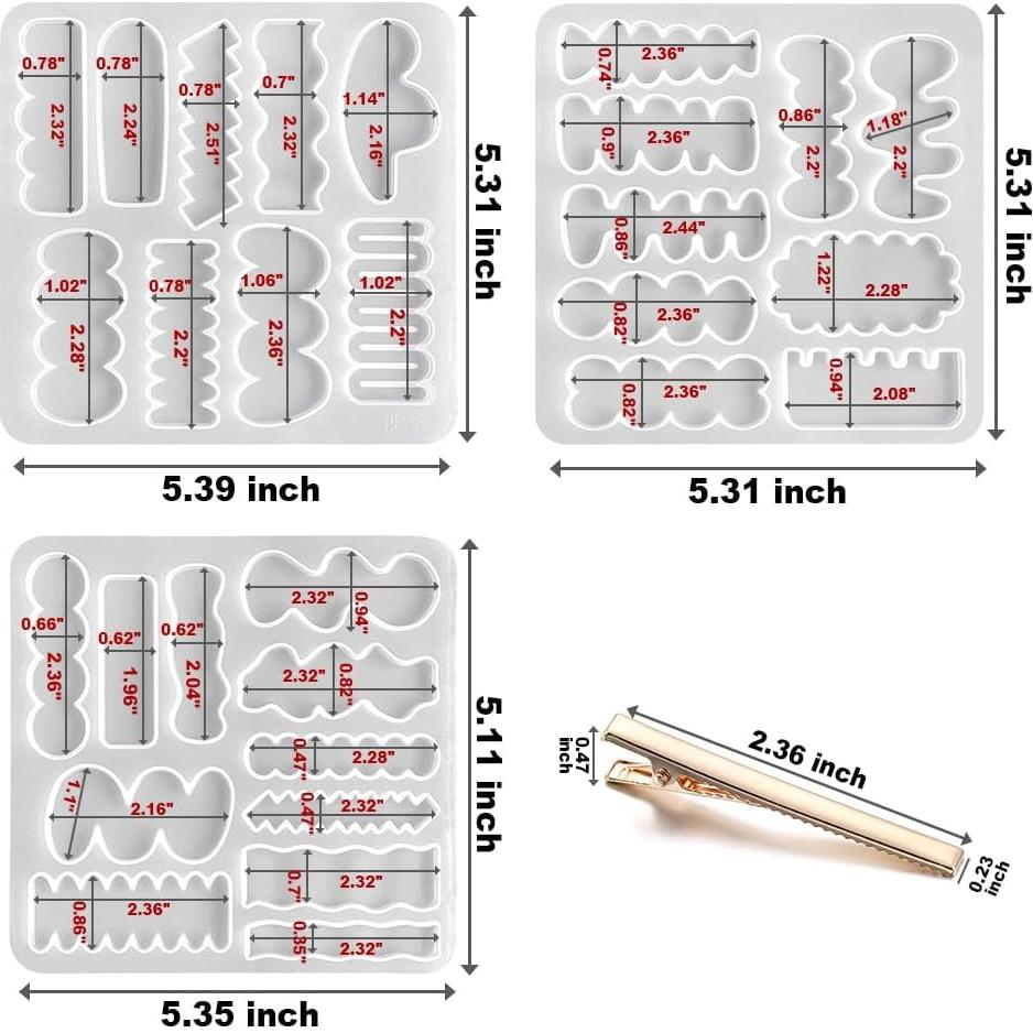 Moldes de Silicona para Clips de Cabello ResinWorld - 3 Piezas