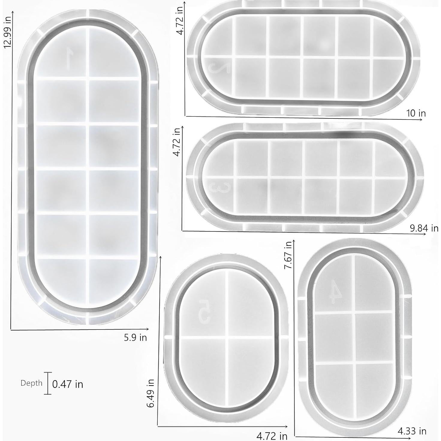 Juego de 5 Moldes de Silicona Ovalados AOEDEO - 30.48 a 14.48 cm