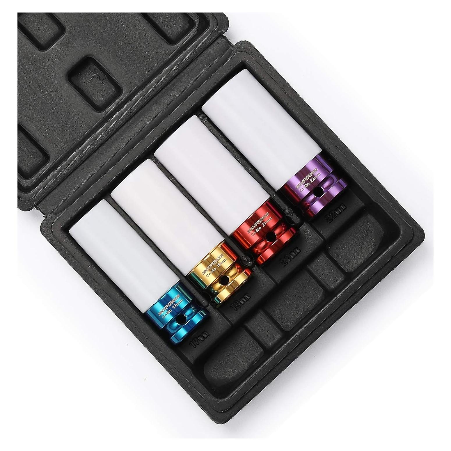 Juego de 4 Socket de Impacto Protector 1/2" MIXPOWER 17-22mm