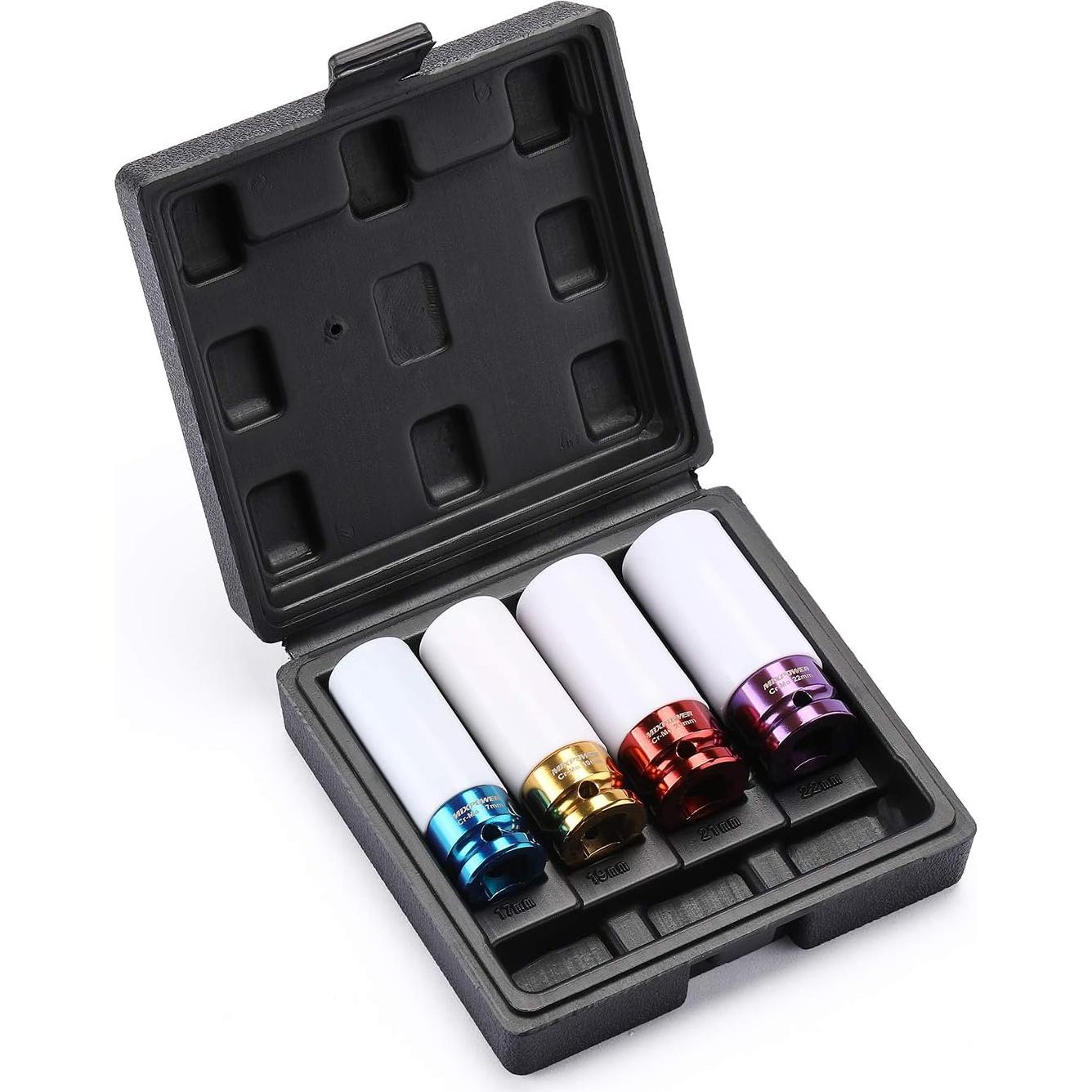 Juego de 4 Socket de Impacto Protector 1/2" MIXPOWER 17-22mm