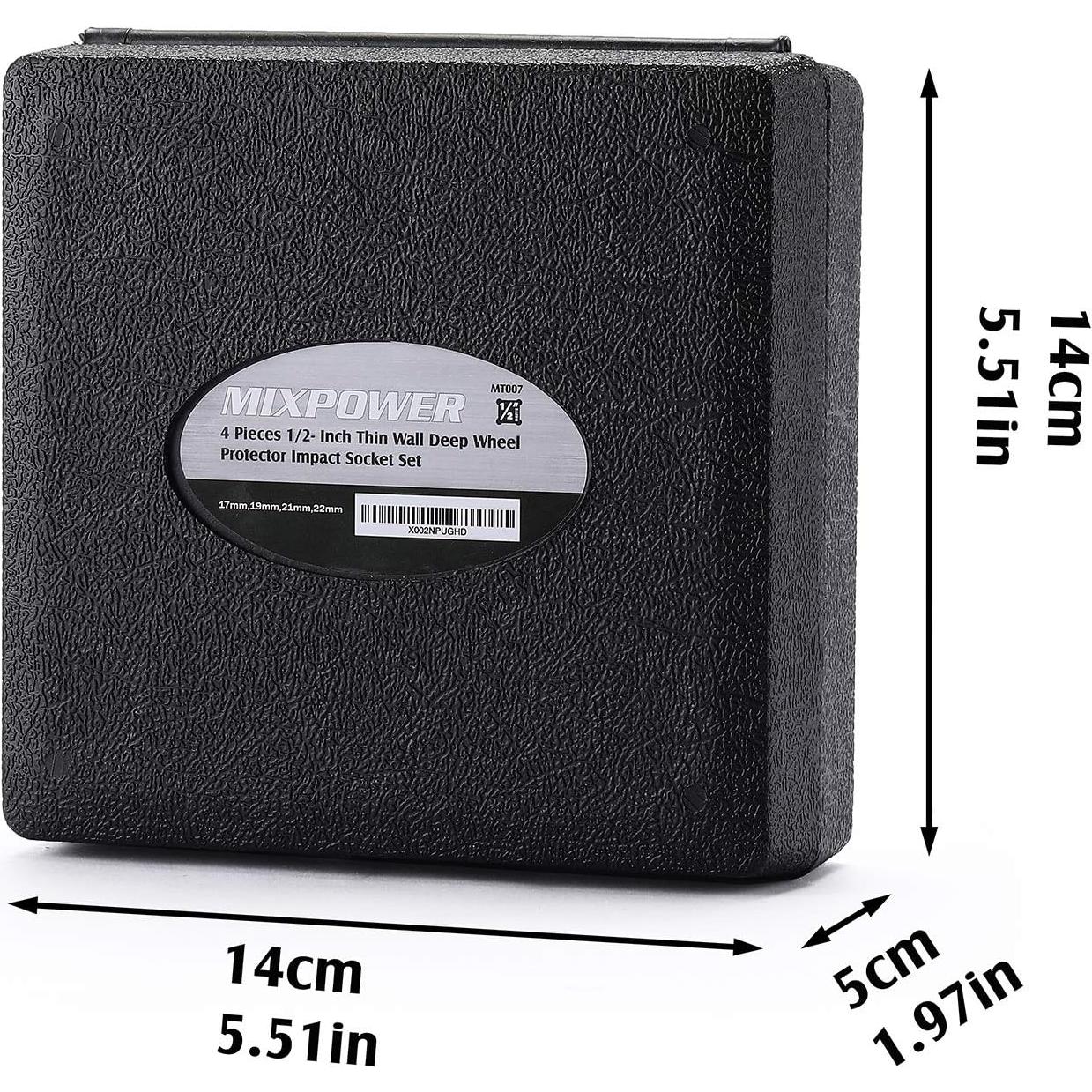 Juego de 4 Socket de Impacto Protector 1/2" MIXPOWER 17-22mm