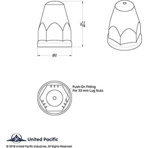 Cubiertas de Tuercas de Rueda United Pacific 10060CB 33mm