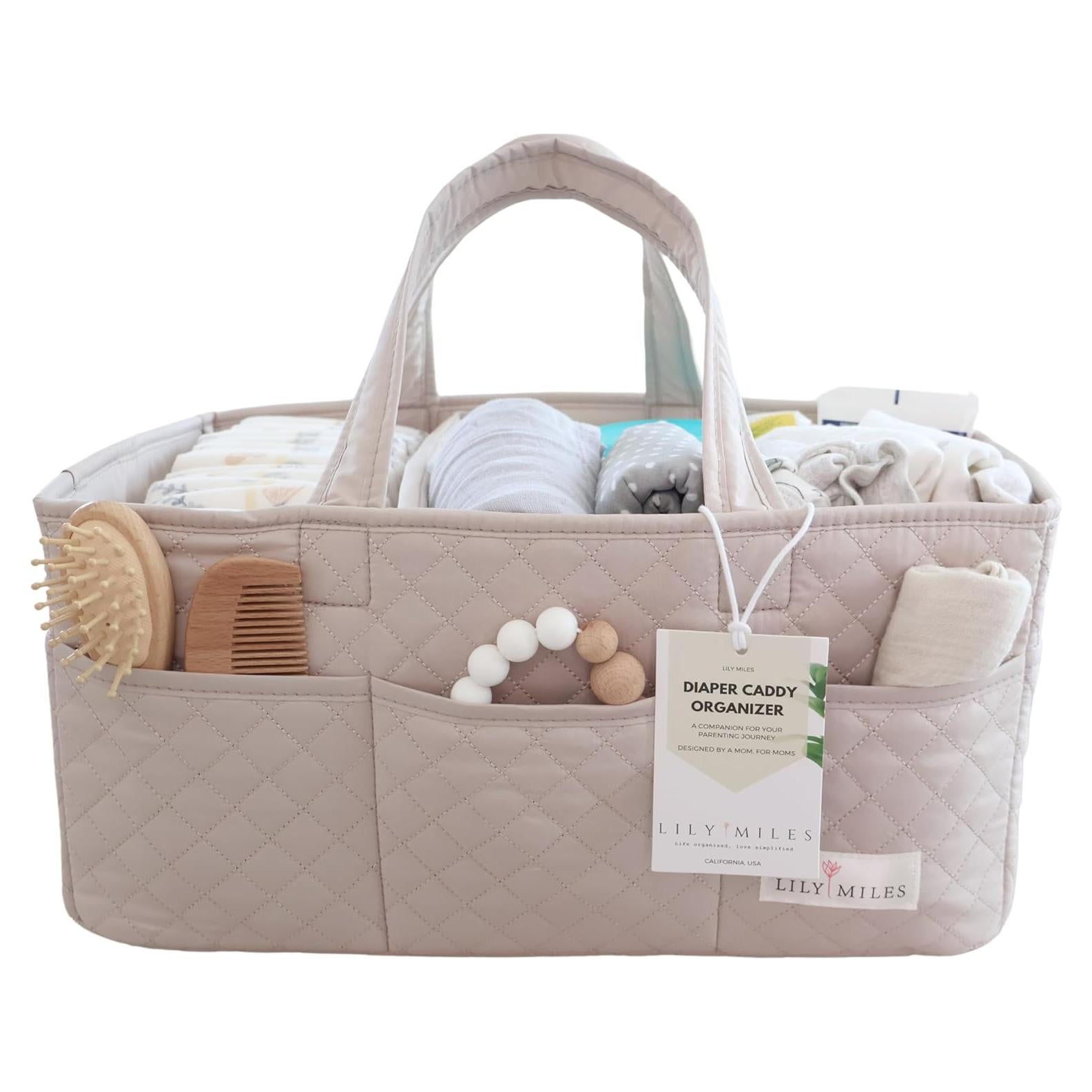 Organizador de Pañales Lily Miles Acolchado Arena Suave