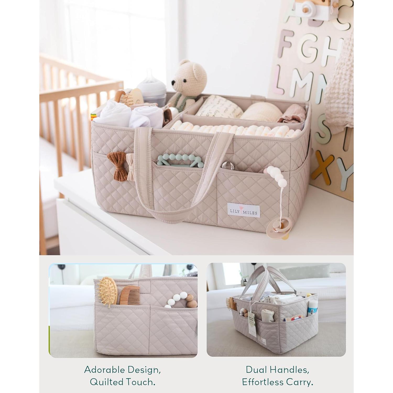 Organizador de Pañales Lily Miles Acolchado Arena Suave