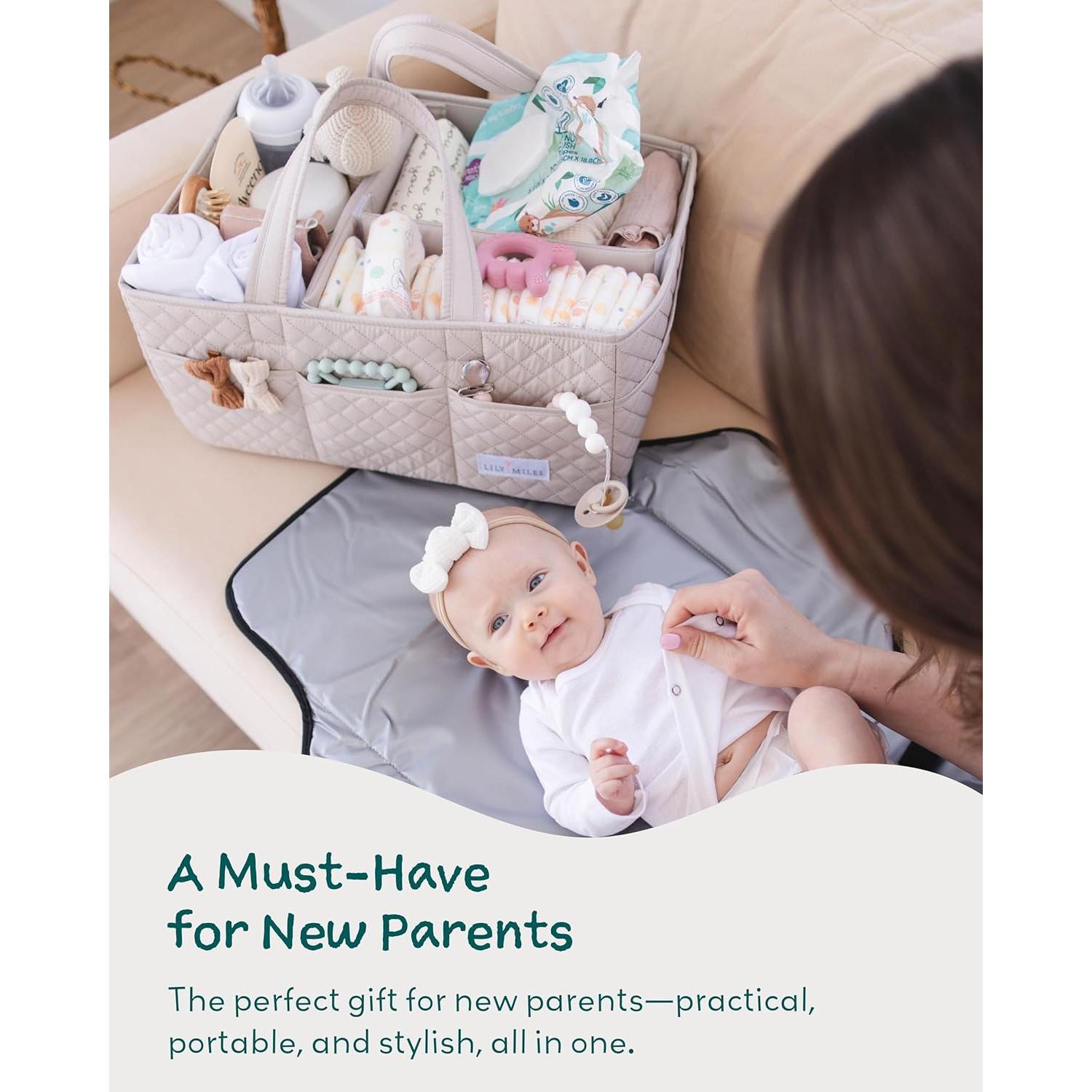 Organizador de Pañales Lily Miles Acolchado Arena Suave