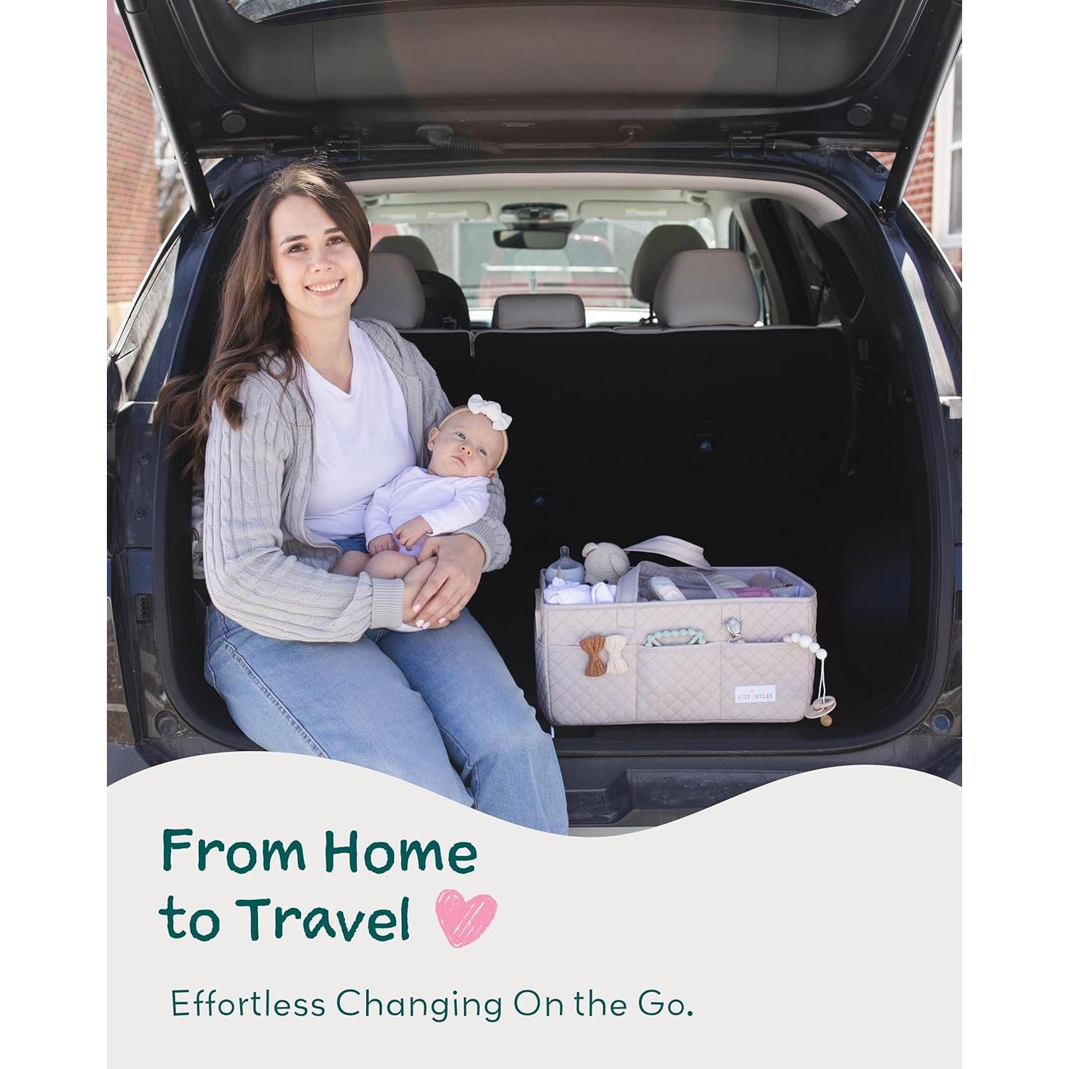 Organizador de Pañales Lily Miles Acolchado Arena Suave