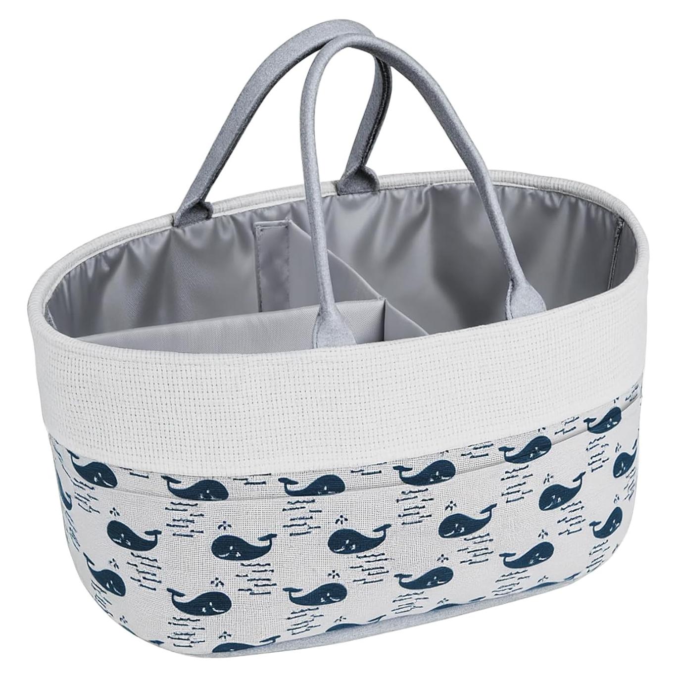 Cesta Organizadora de Pañales Lemonfilter Ballena Blanca 24.9x19.8x9 cm