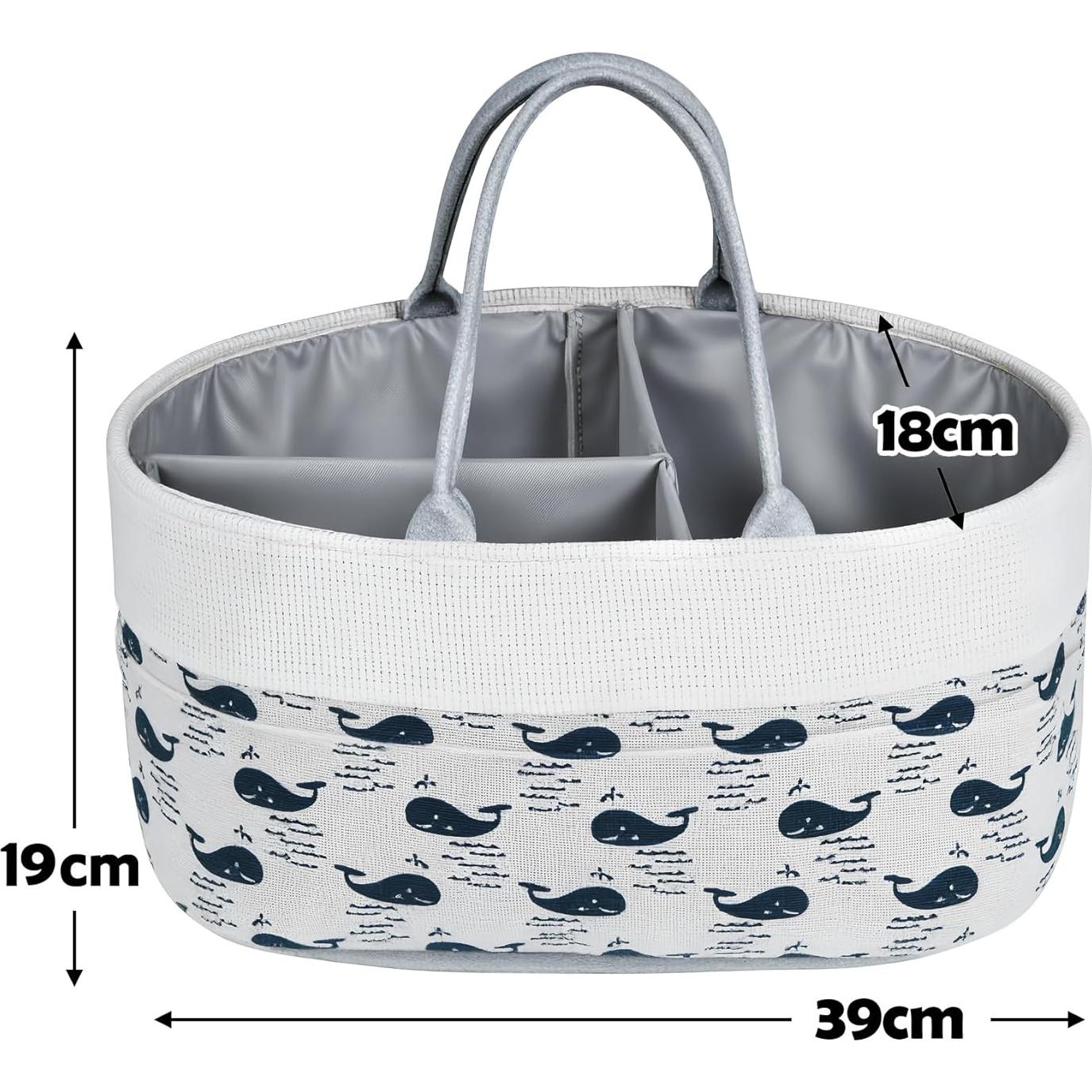 Cesta Organizadora de Pañales Lemonfilter Ballena Blanca 24.9x19.8x9 cm