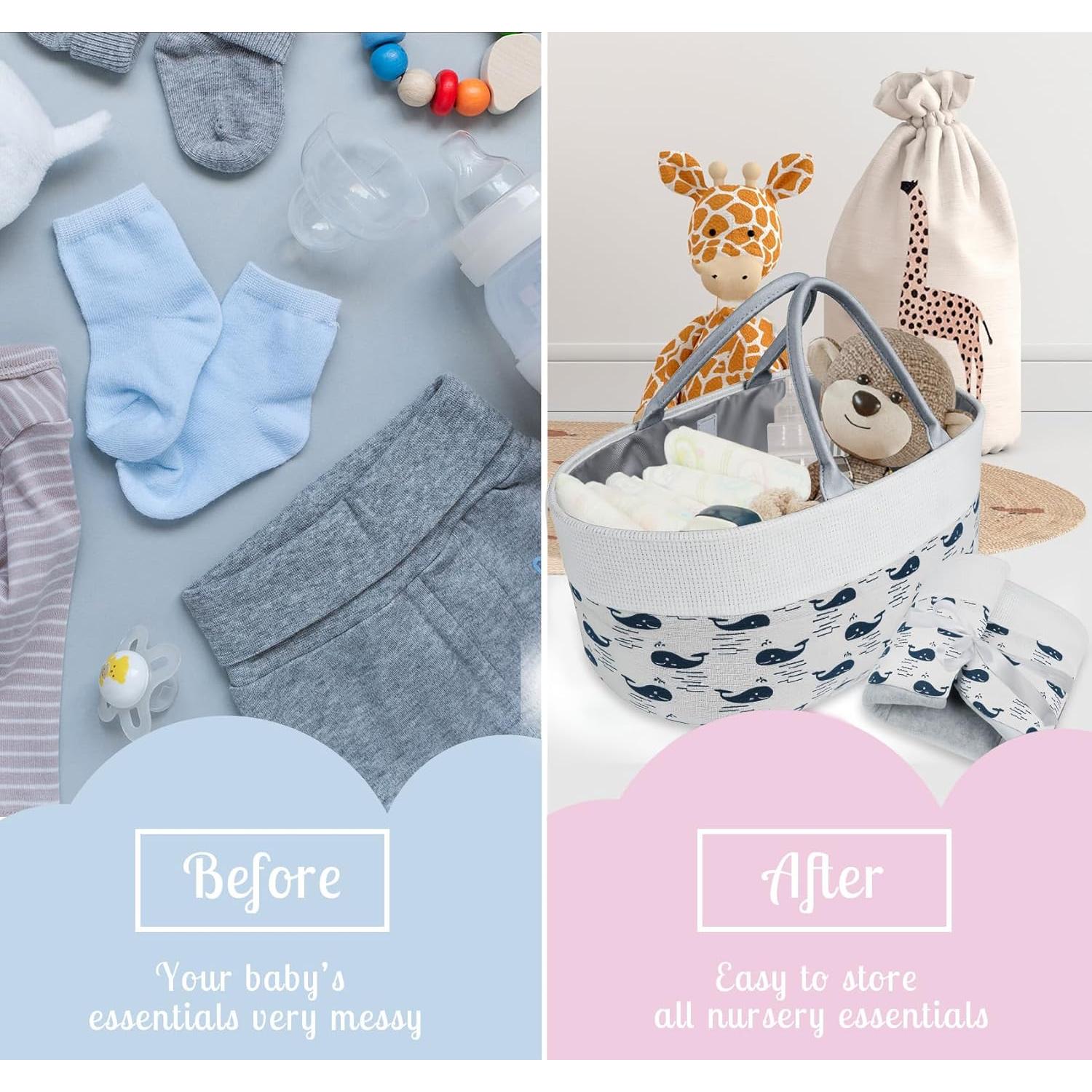 Cesta Organizadora de Pañales Lemonfilter Ballena Blanca 24.9x19.8x9 cm