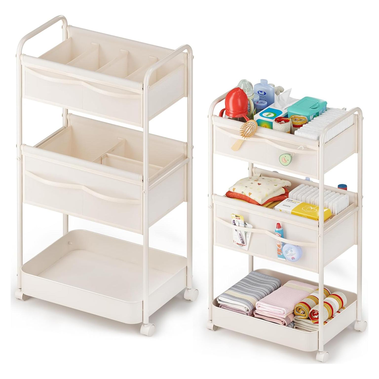 Cesta Organizador de Pañales BOPHILI Beige con Ruedas 85cm