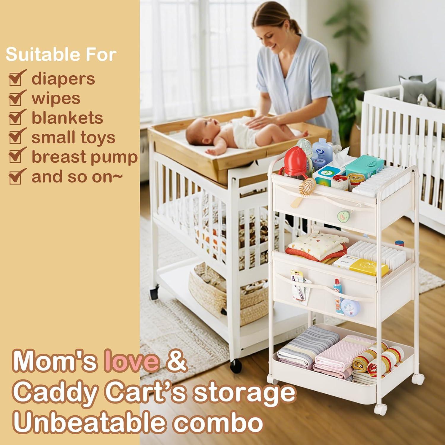 Cesta Organizador de Pañales BOPHILI Beige con Ruedas 85cm