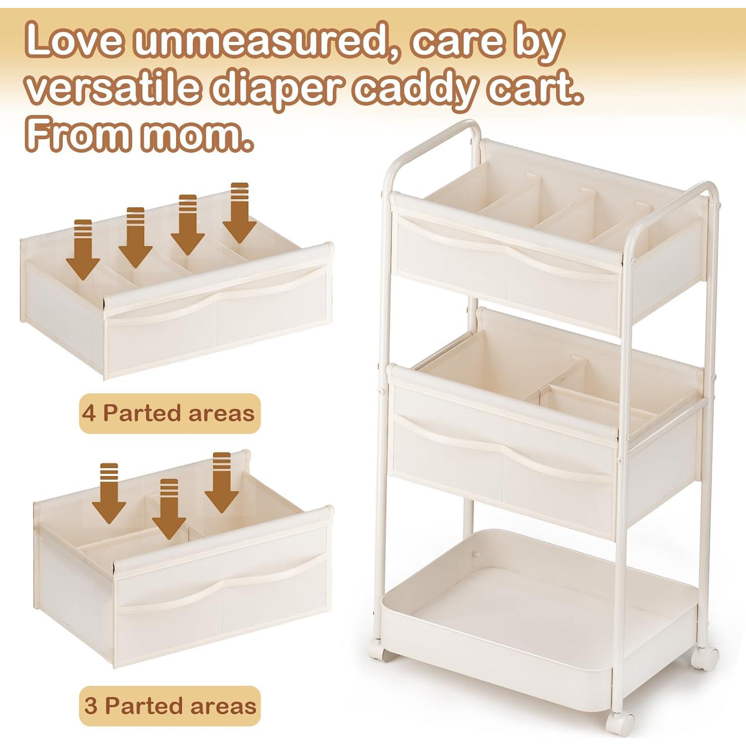 Cesta Organizador de Pañales BOPHILI Beige con Ruedas 85cm