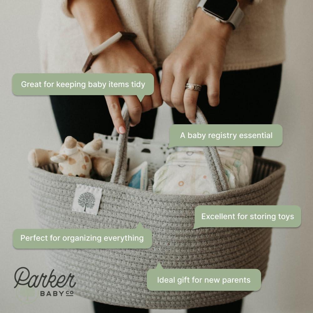 Organizador de Pañales Parker Baby Co. - Caddy Portátil Gris