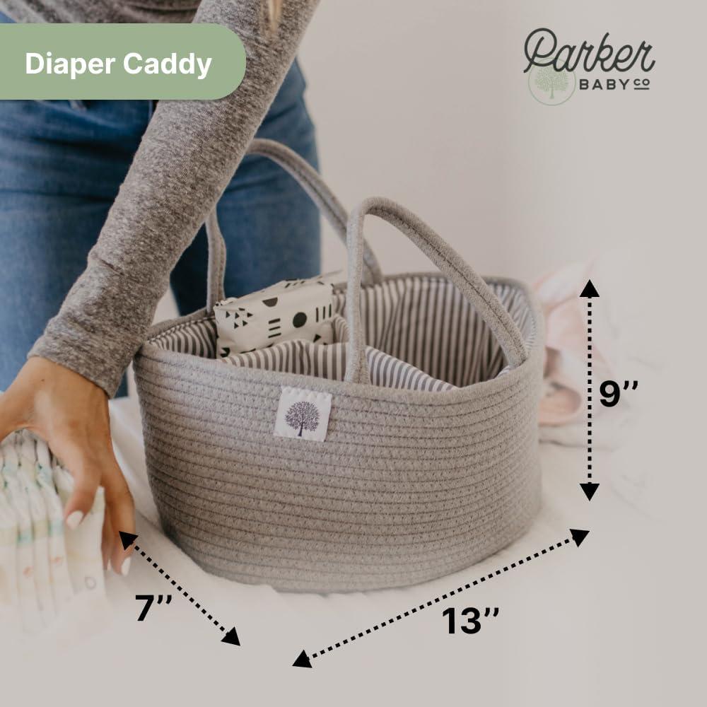 Organizador de Pañales Parker Baby Co. - Caddy Portátil Gris