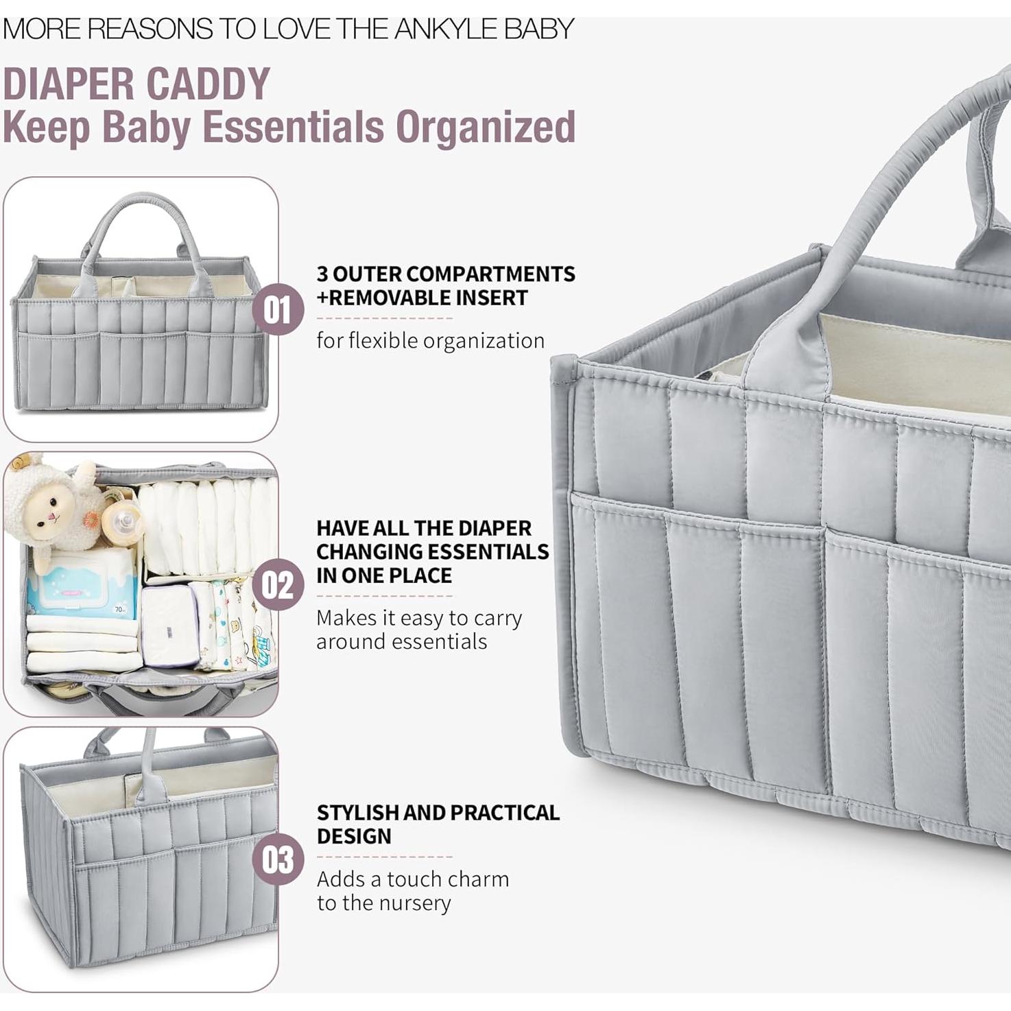 Organizador de Pañales Ankyle Gris Estrellado con Divisores