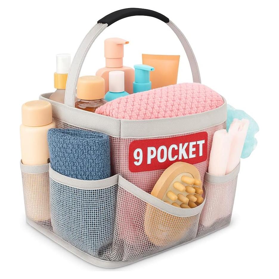 Bolsa de Ducha Plegable Masirs 9 Bolsillos Gris Organizador