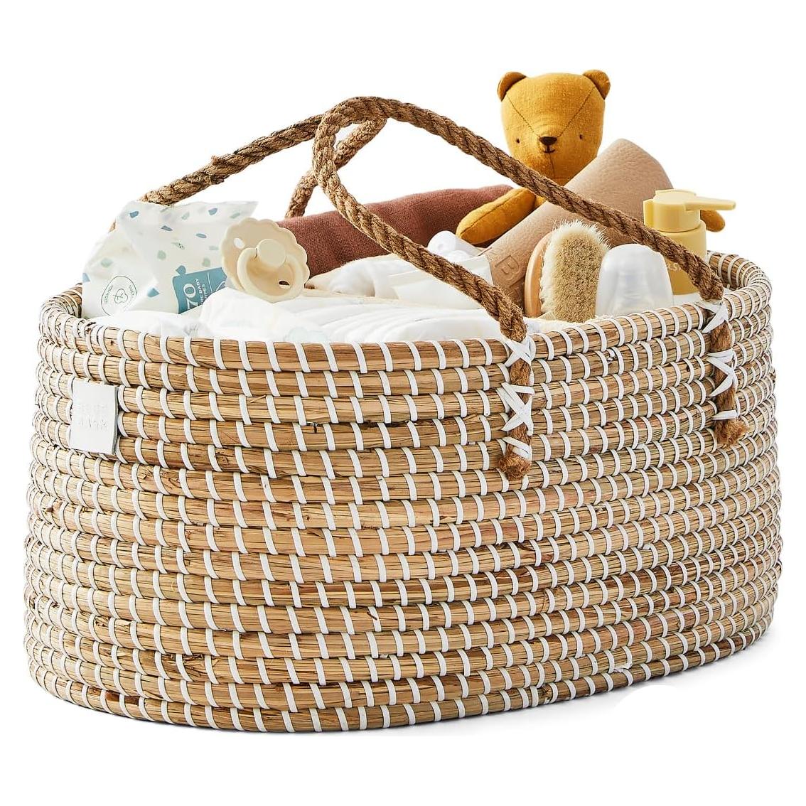 Organizador de Pañales Premium BEBE BASK - Hecho a Mano - Natural