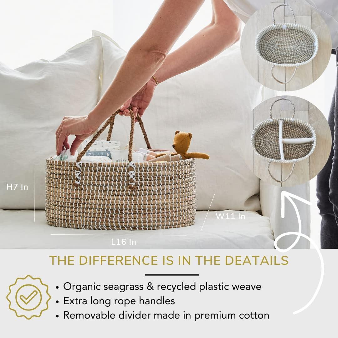 Organizador de Pañales Premium BEBE BASK - Hecho a Mano - Natural