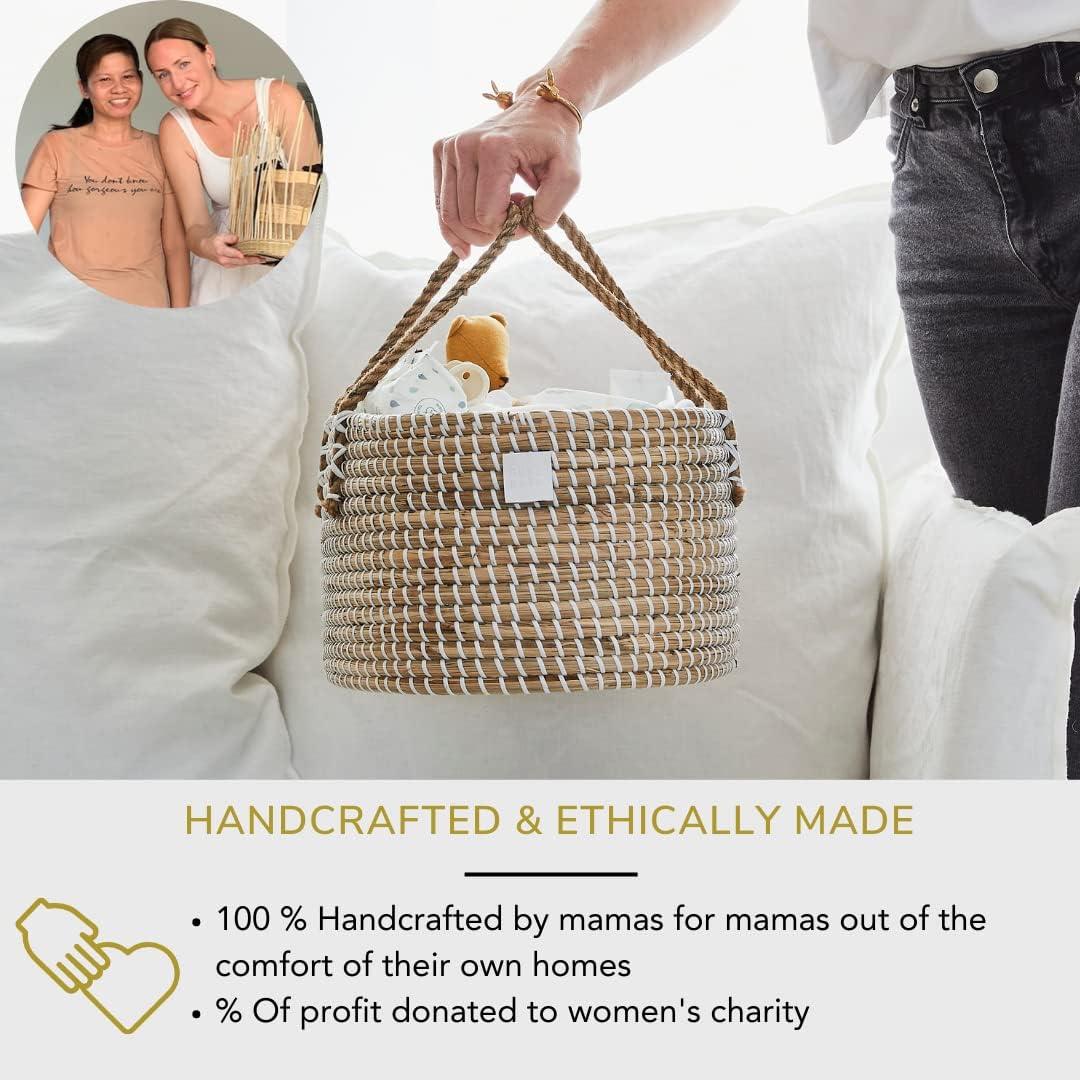 Organizador de Pañales Premium BEBE BASK - Hecho a Mano - Natural