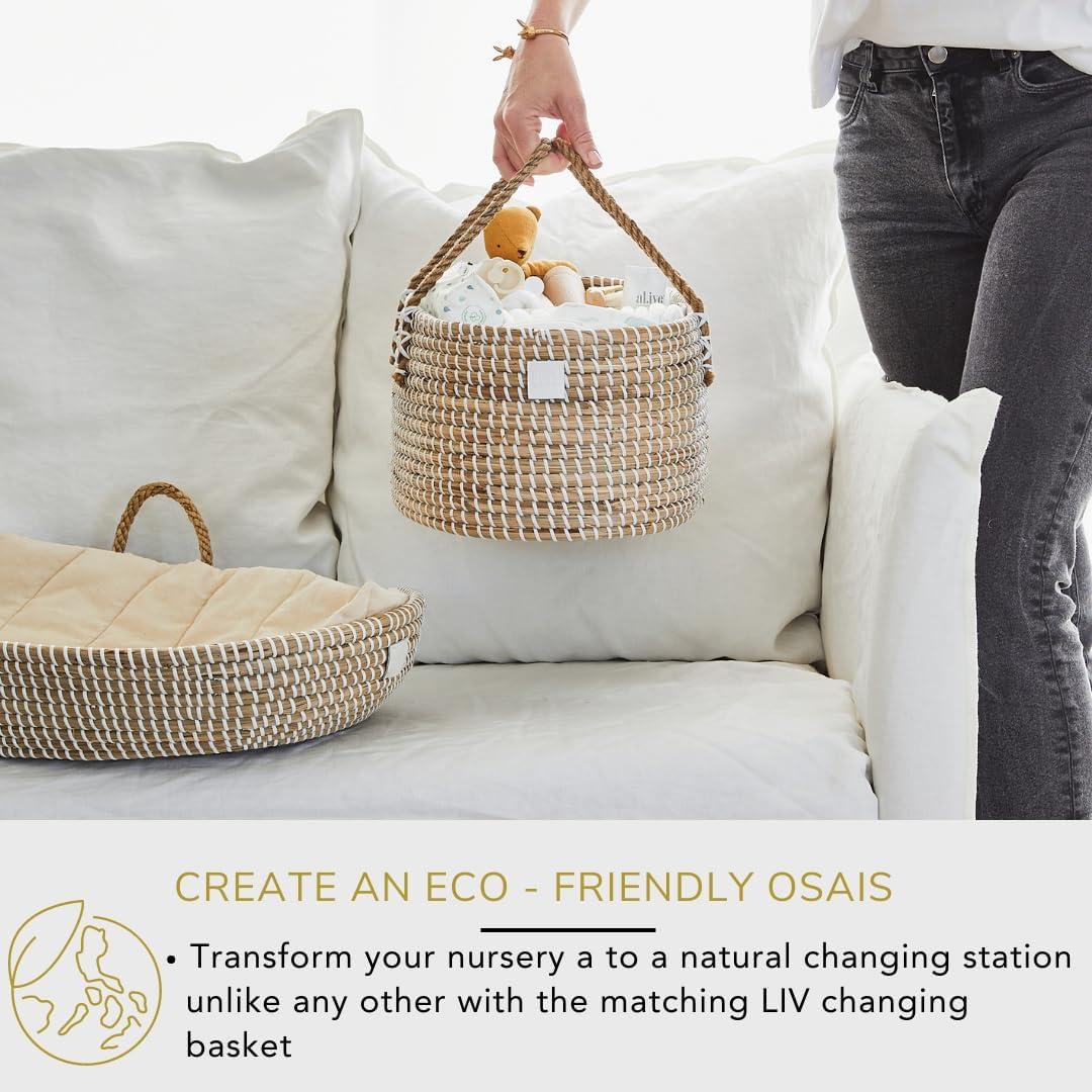 Organizador de Pañales Premium BEBE BASK - Hecho a Mano - Natural